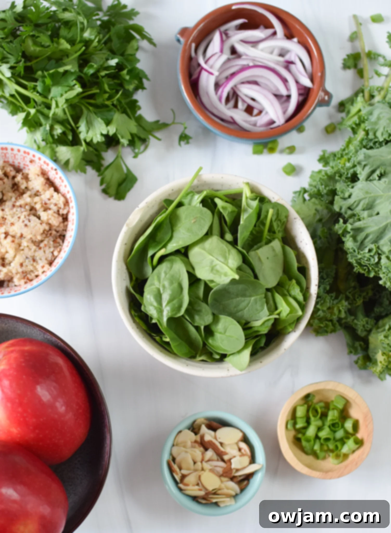 Nourishing Apple Kale Quinoa Salad 3 Apple Kale Quinoa Salad ingredients.