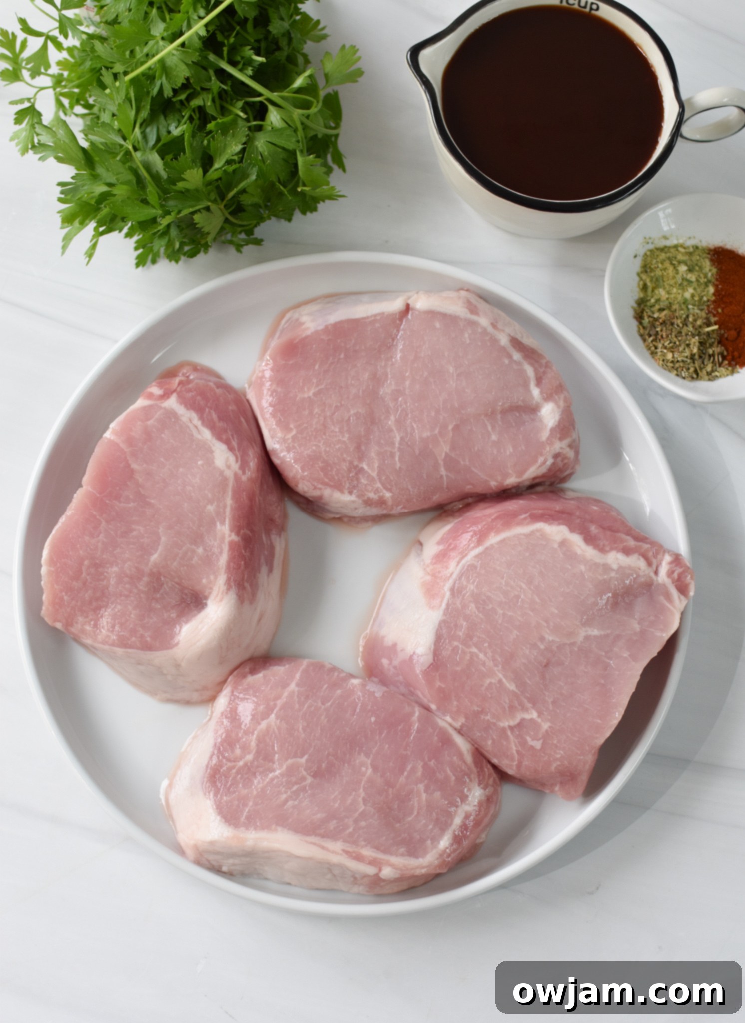 Air Fryer Boneless Pork Chops ingredients. 