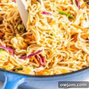 Quick Veggie Chow Mein 8 Easy Vegetable Chow Mein in a large bowl, ready to be served.