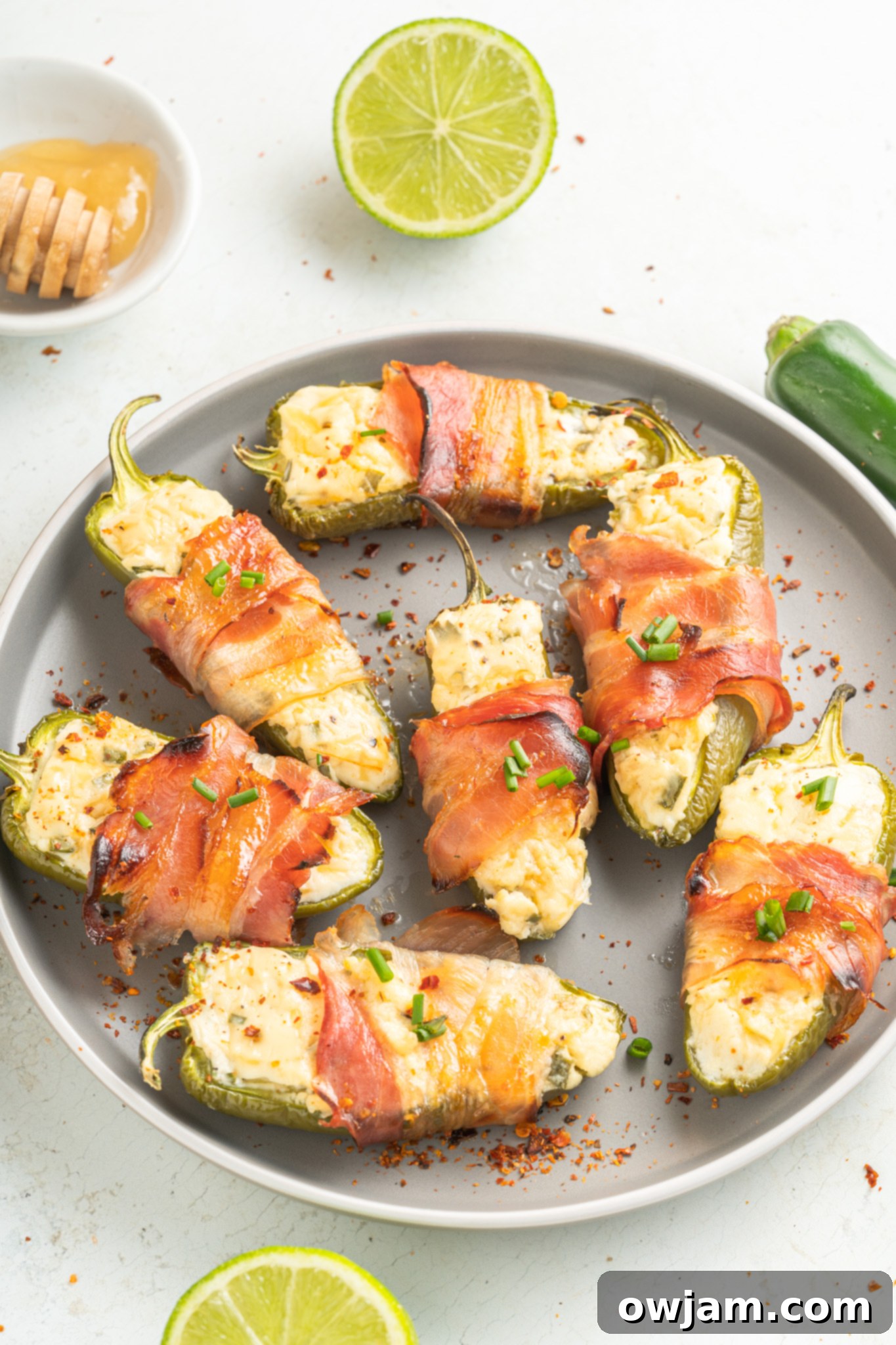 Jalapeño Poppers with Bacon with chives.