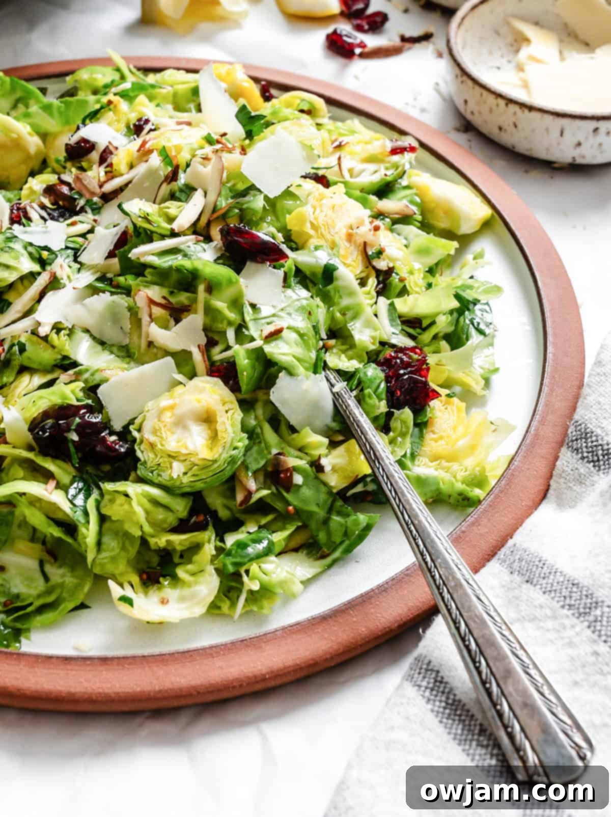Brussels Sprout Slaw with a fork