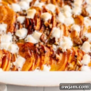Effortless Sweet Potato Bake 11 Easy Scalloped Sweet Potatoes in white dish