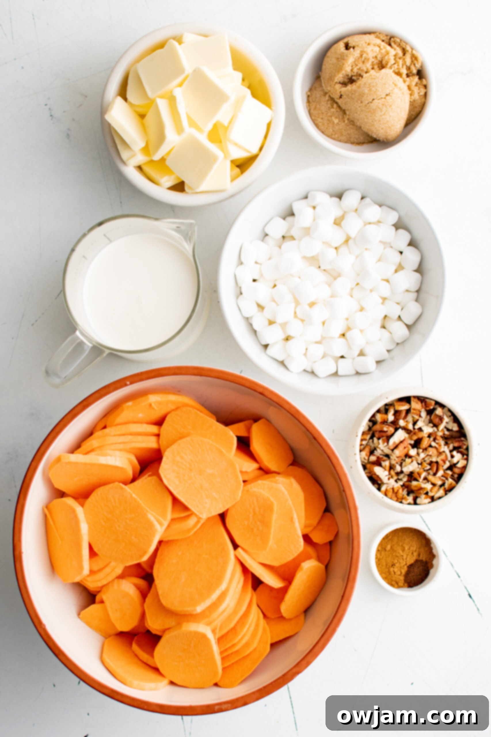 Effortless Sweet Potato Bake 3 Easy Scalloped Sweet Potatoes ingredients.