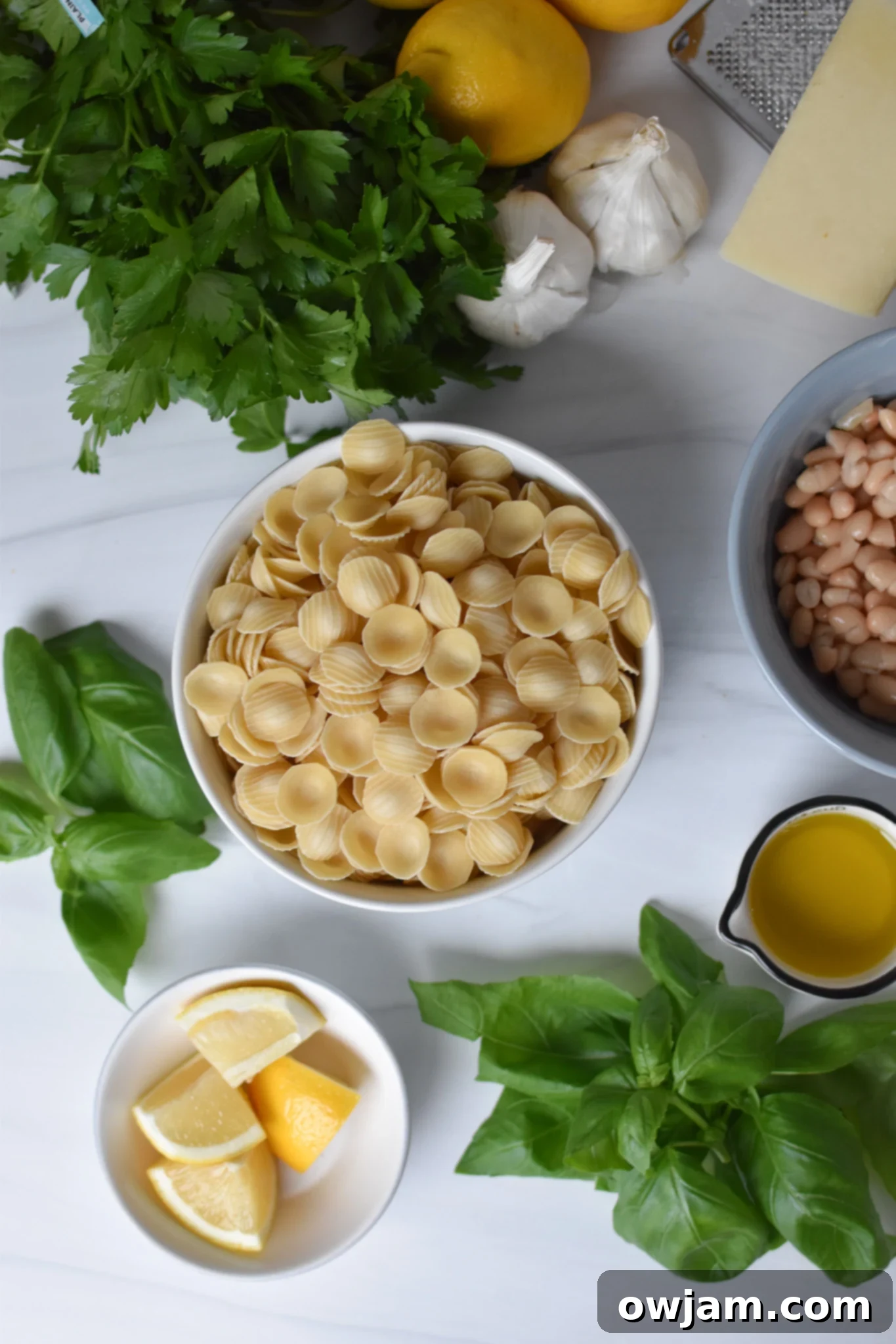 Lemon Basil Pasta ingredients. 