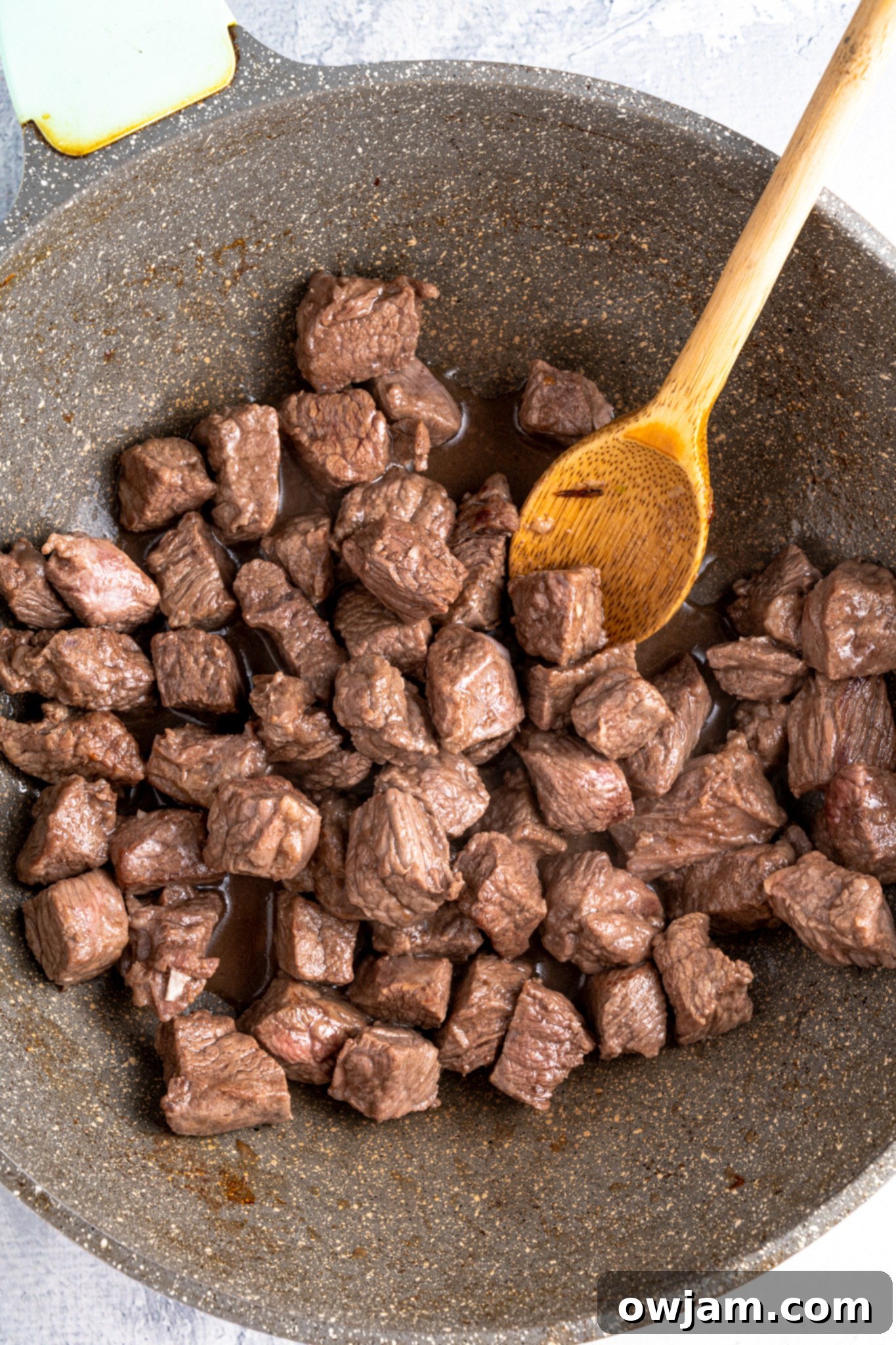 Crock Pot Beef Stew beef browned.