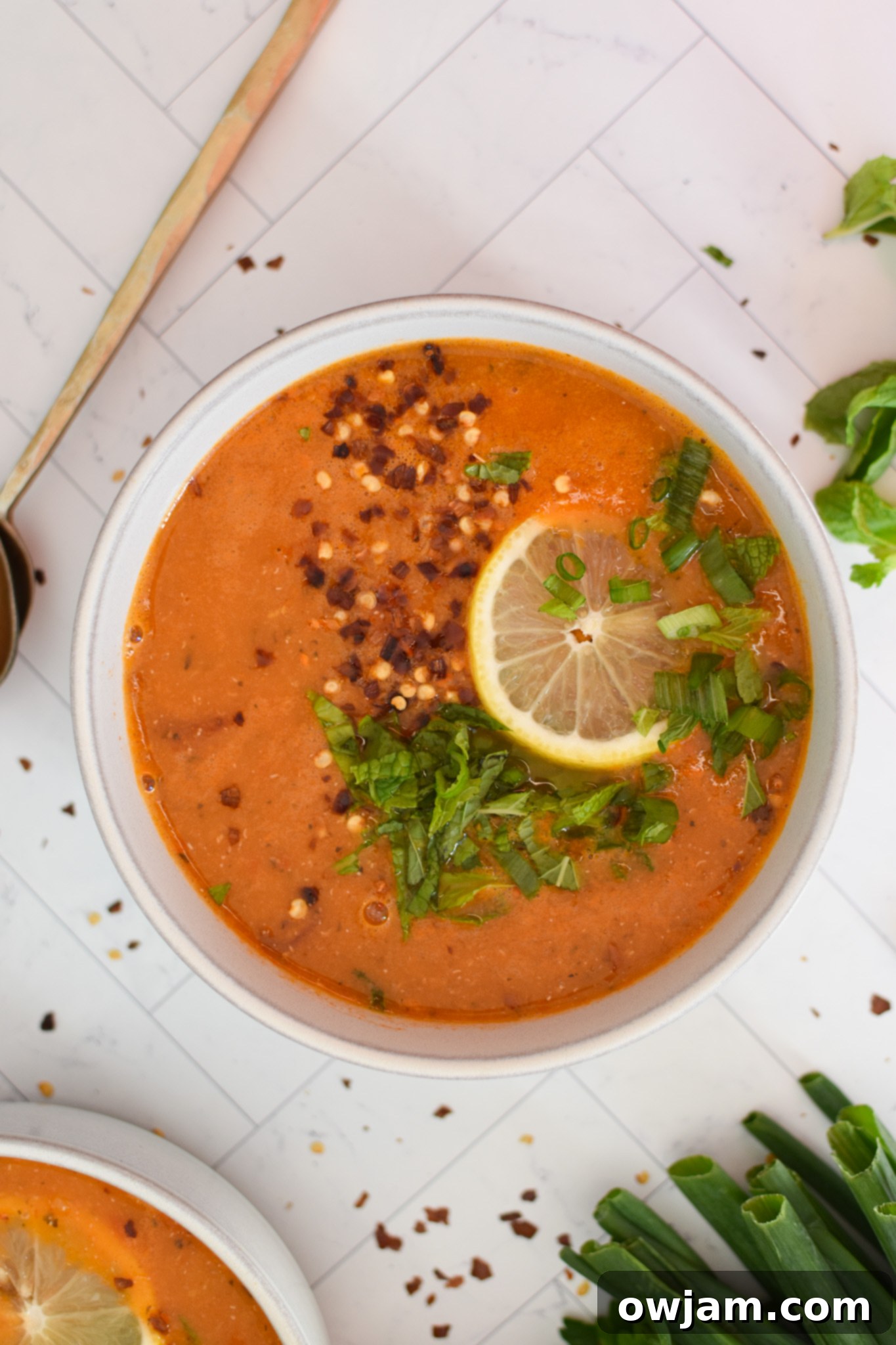 Turkish Lentil Soup 5 Turkish Lentil Soup with lemon.