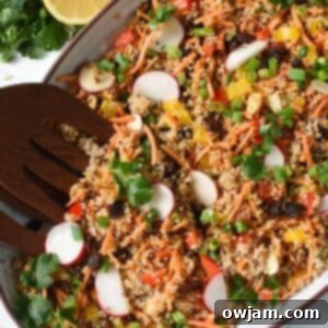 Close-up of a delicious Curried Quinoa Salad in a bowl, ready to eat.