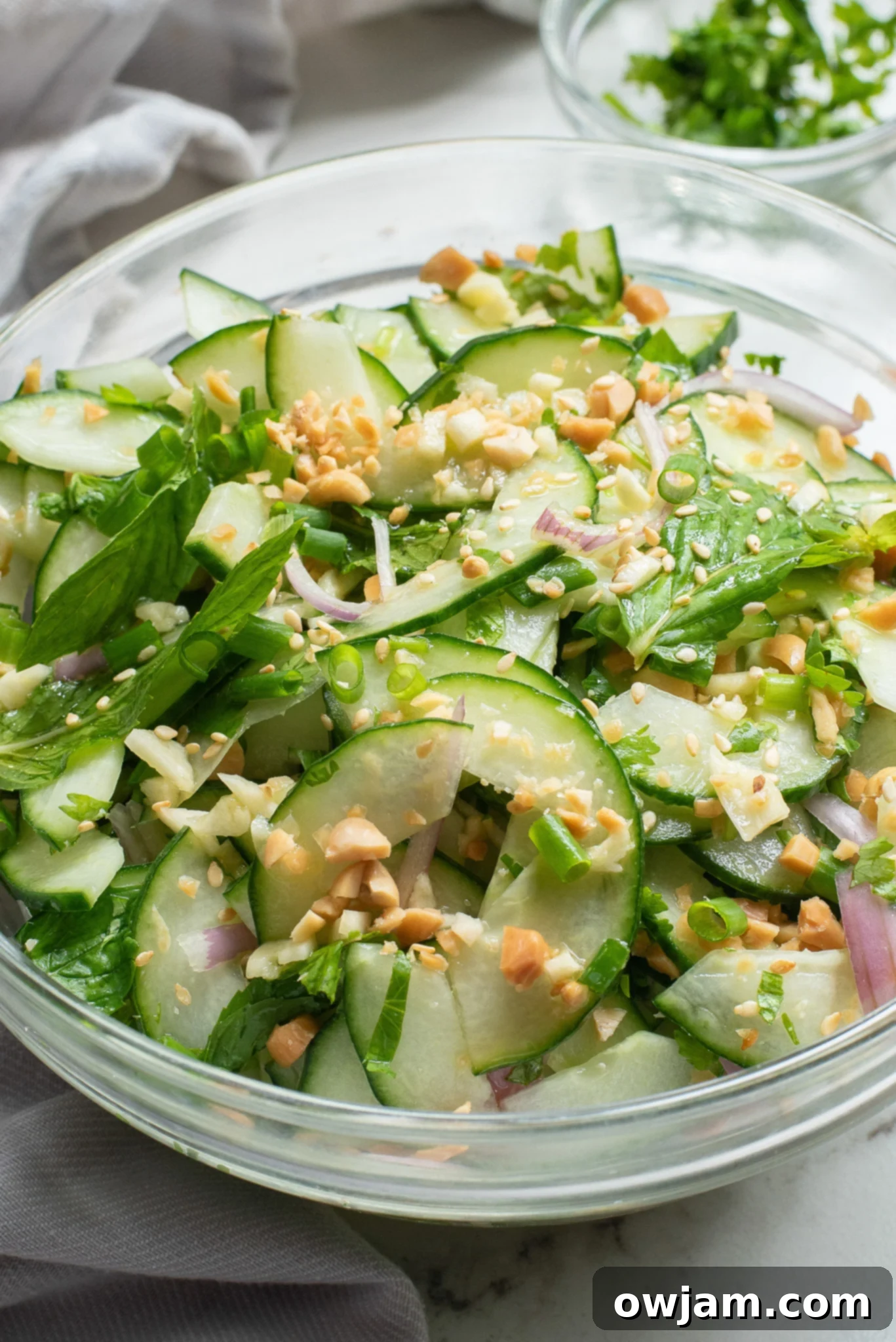 Zesty Thai Cucumber Delight 8 Thai Cucumber Salad with peanuts.