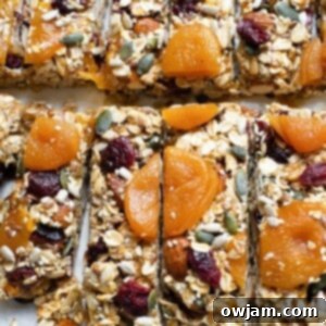 Effortless Date Granola Bars 12 Easy Date Granola Bars on sheet pan, showing the cut bars.