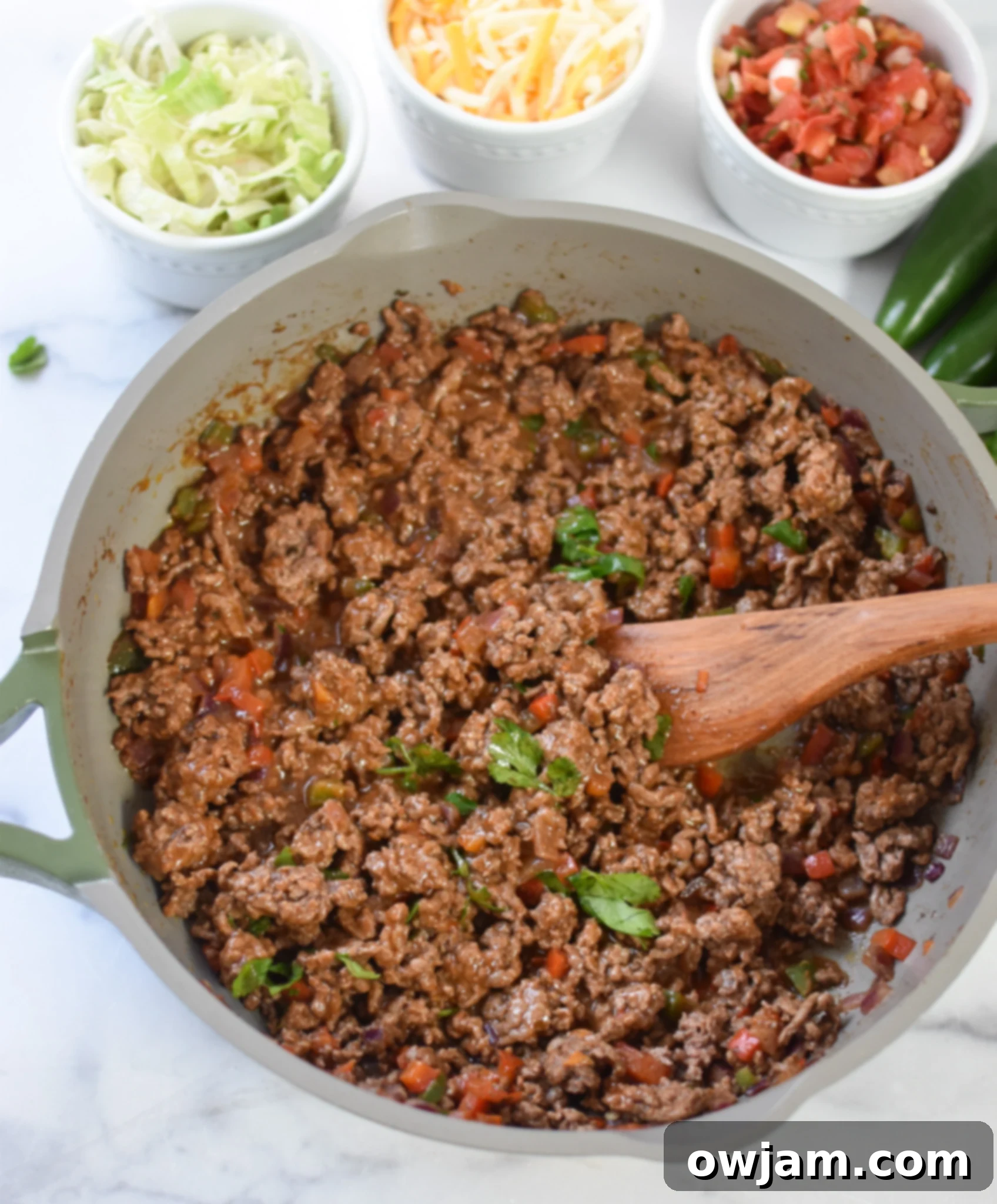 Taco Beef Sliders cooke beef mixture. 