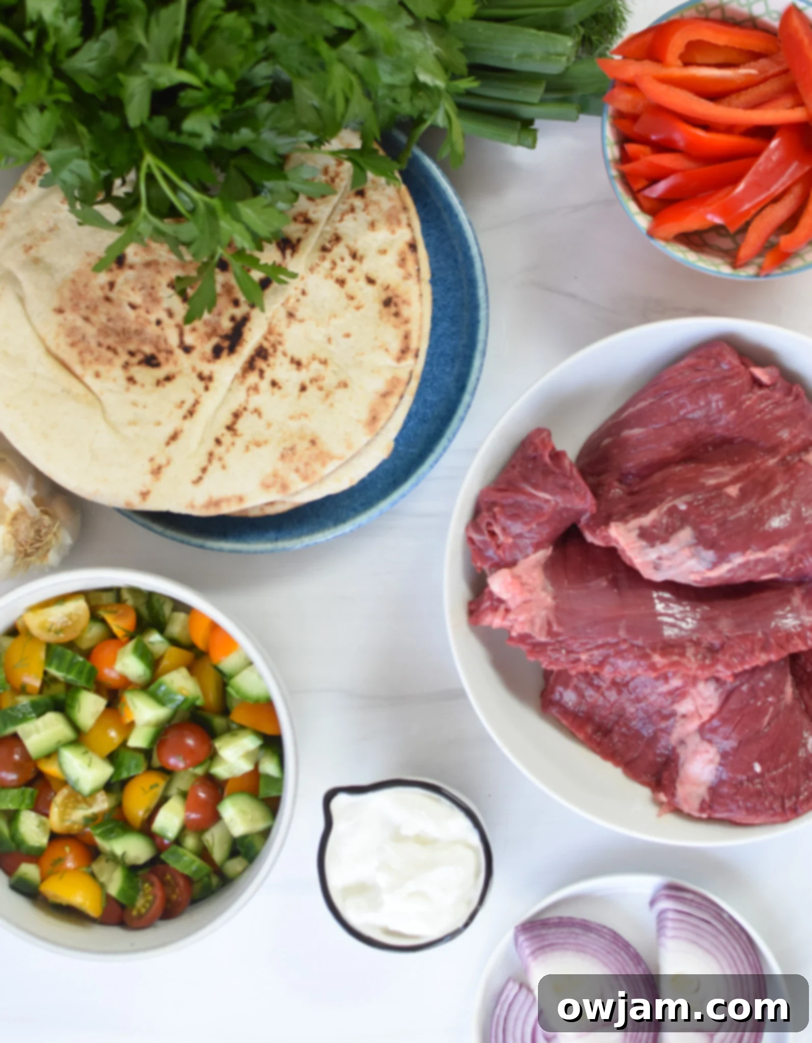 Easy Beef Gyros ingredients.
