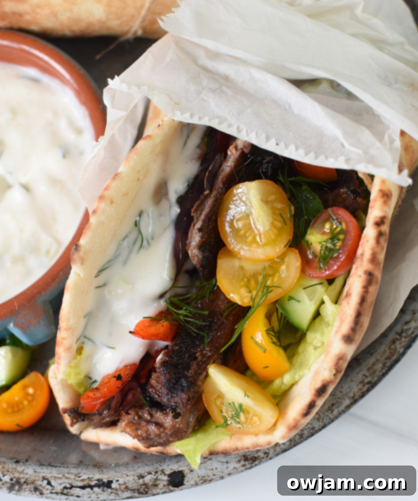 Easy Beef Gyros with pita.