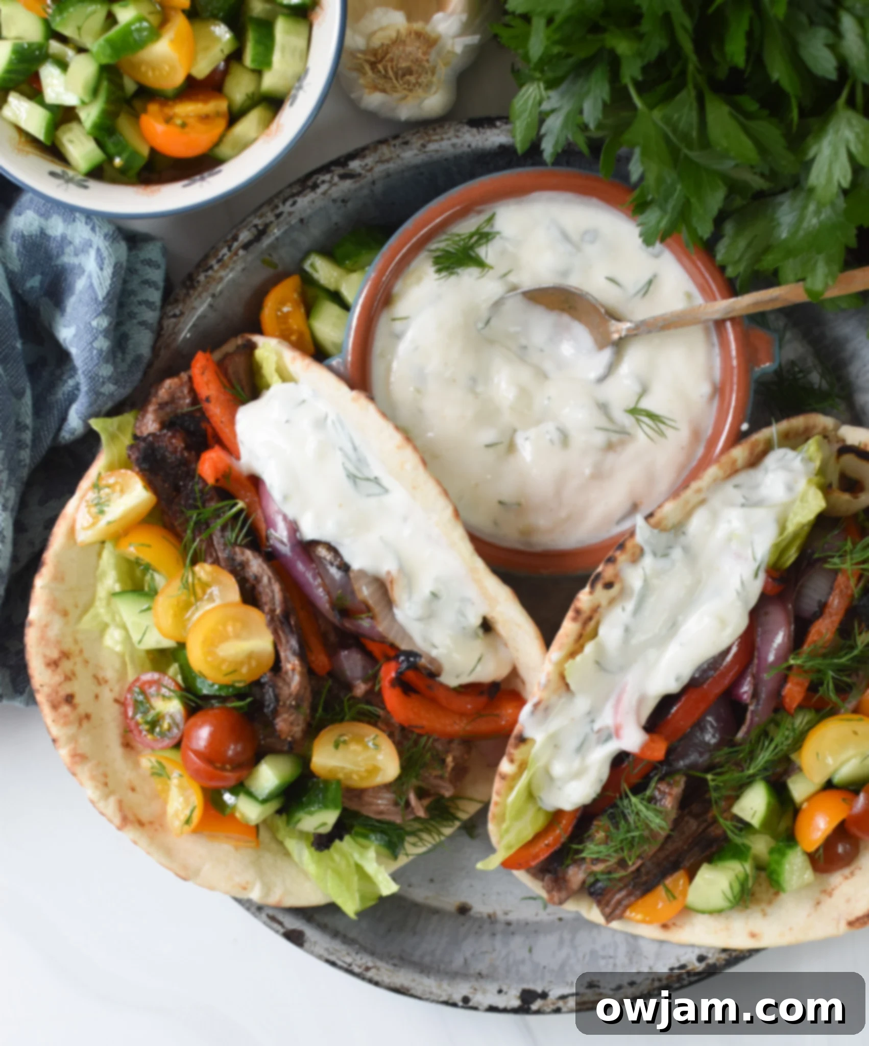 Easy Beef Gyros with yogurt.