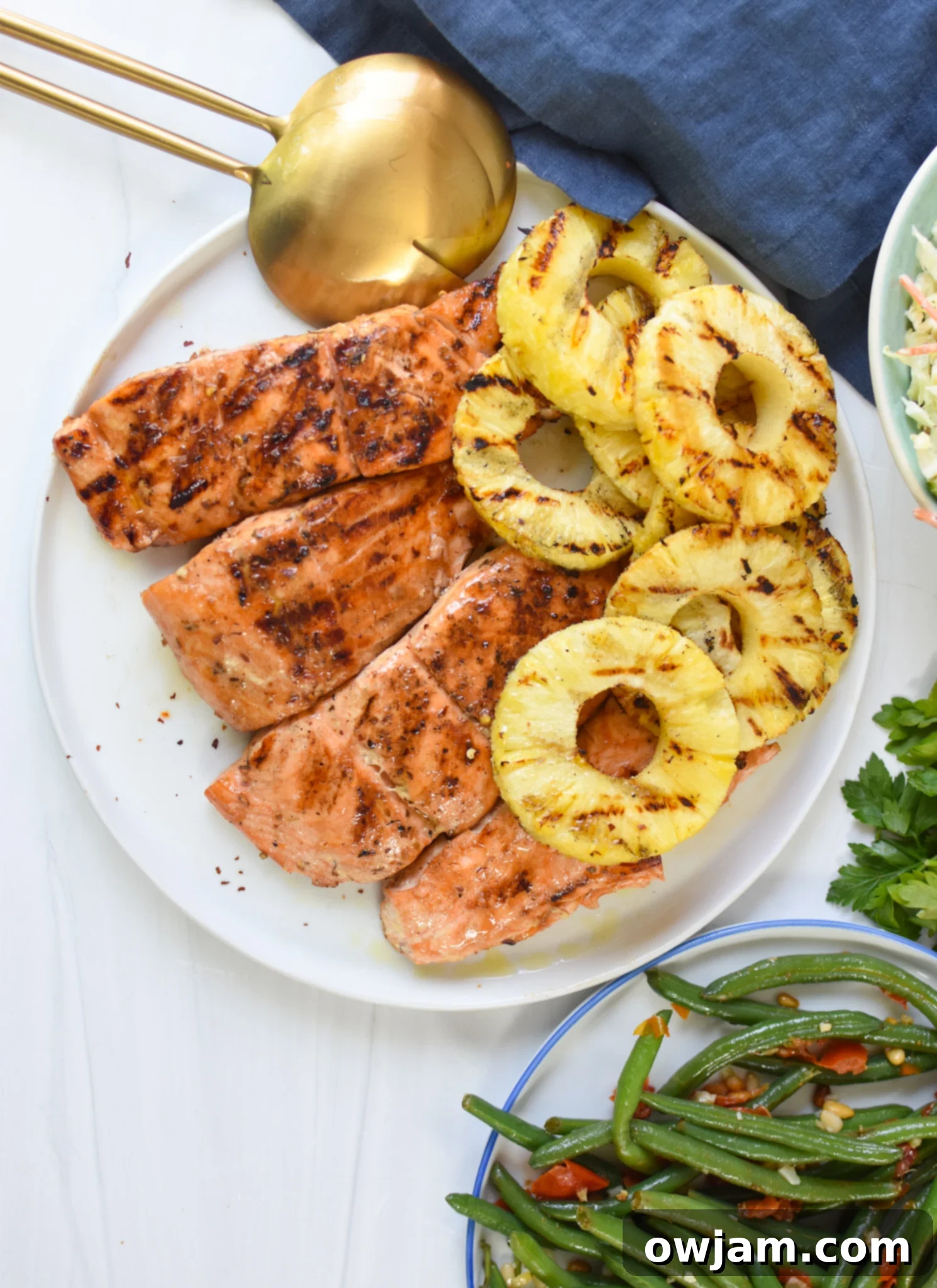 Aloha Grilled Salmon 8 Hawaiian Grilled Salmon with green beans.