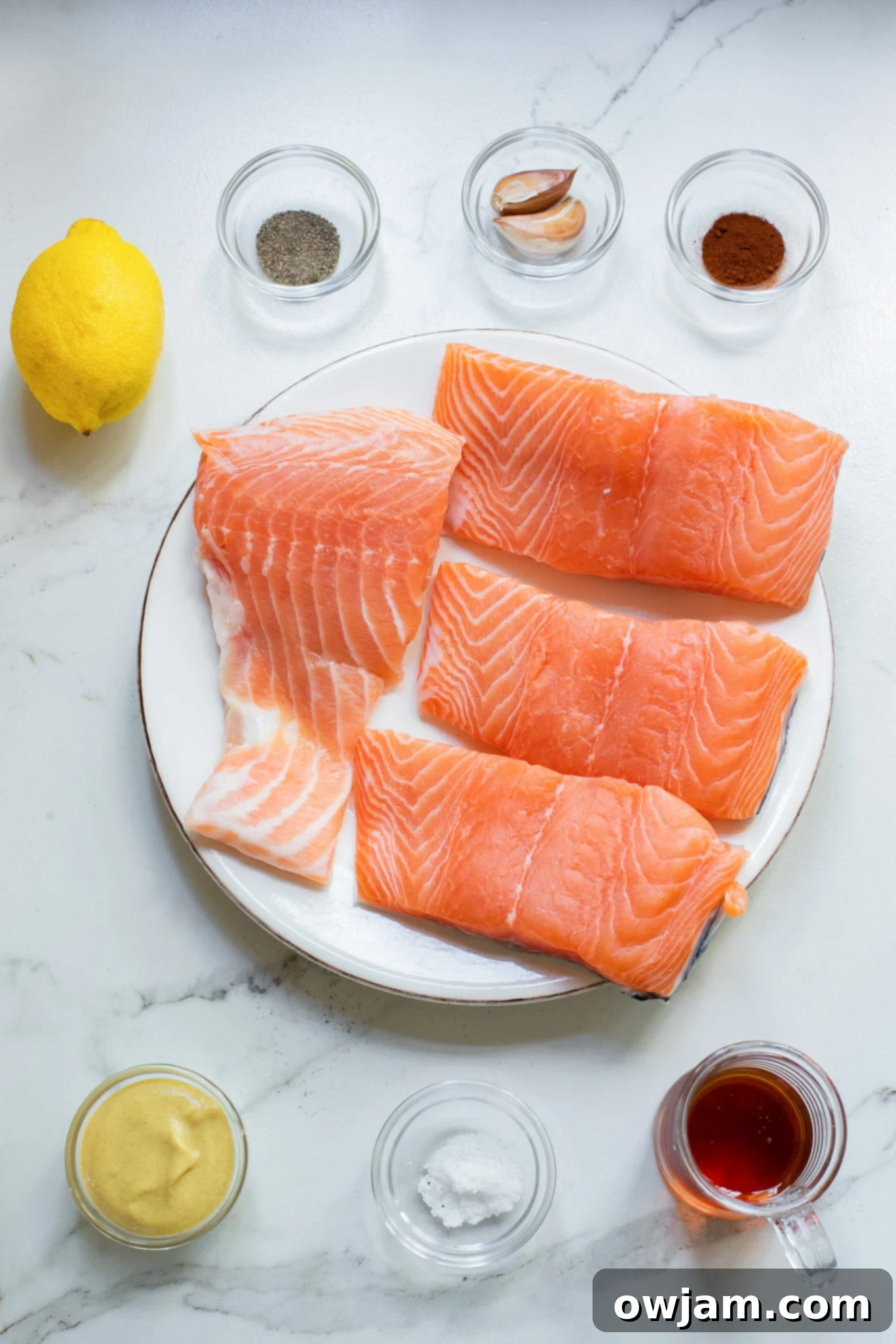Honey Mustard Salmon ingredients. 