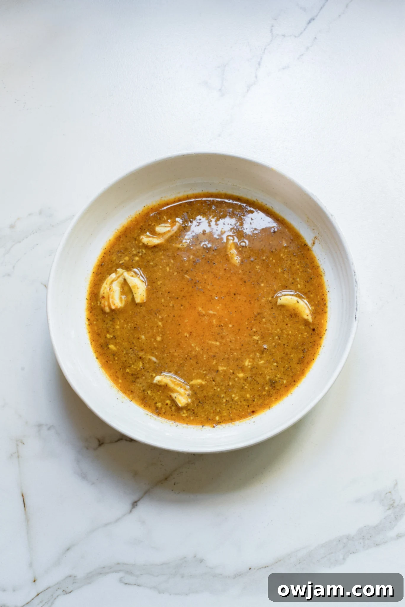 Honey Mustard Salmon marinade in a bowl. 