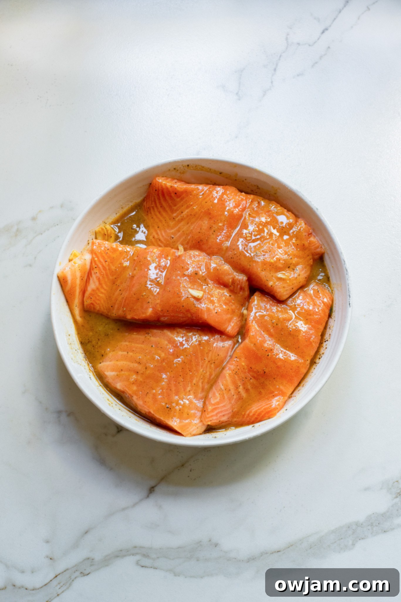Honey Mustard Salmon in the marinade. 