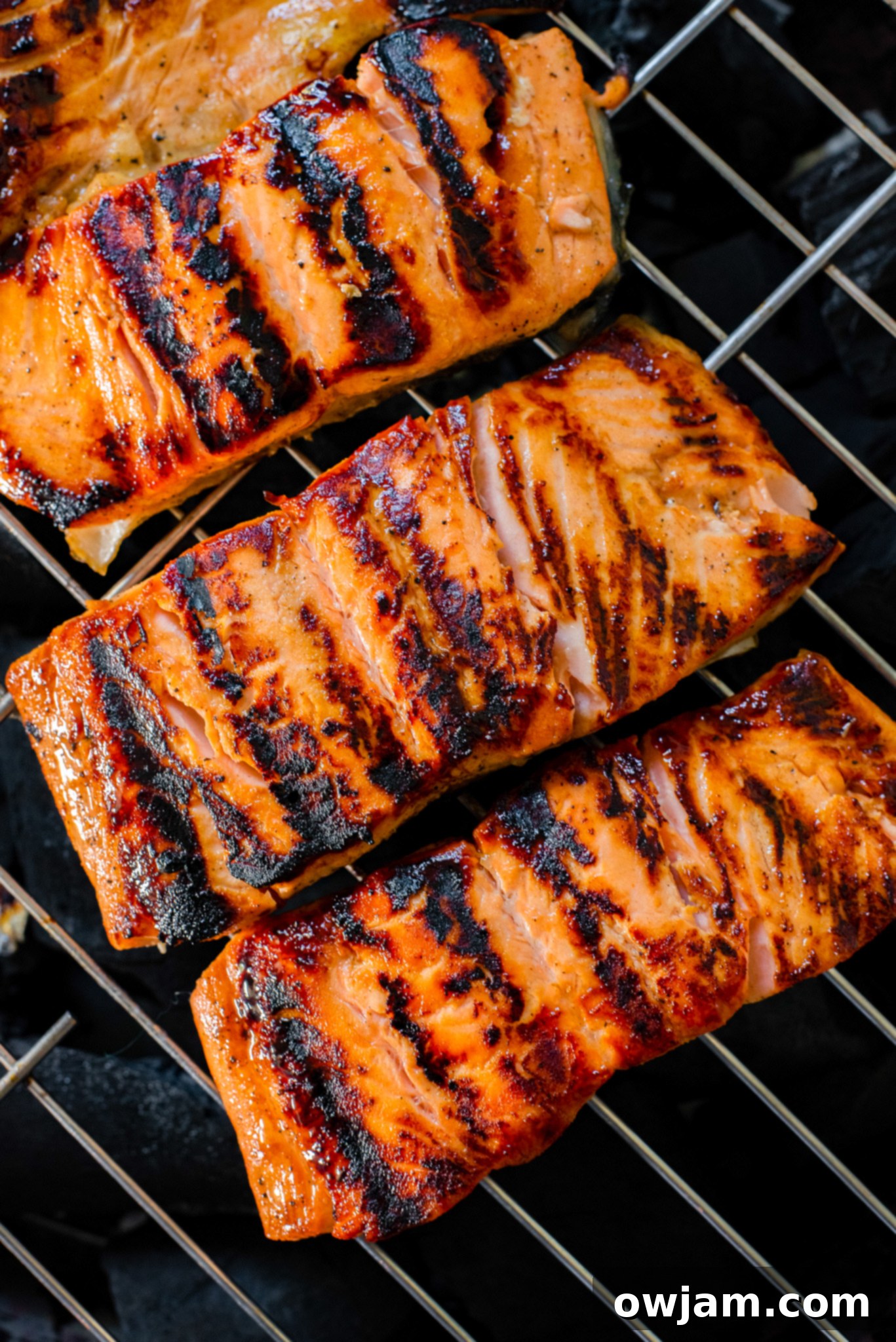 Honey Mustard Salmon on the grill. 