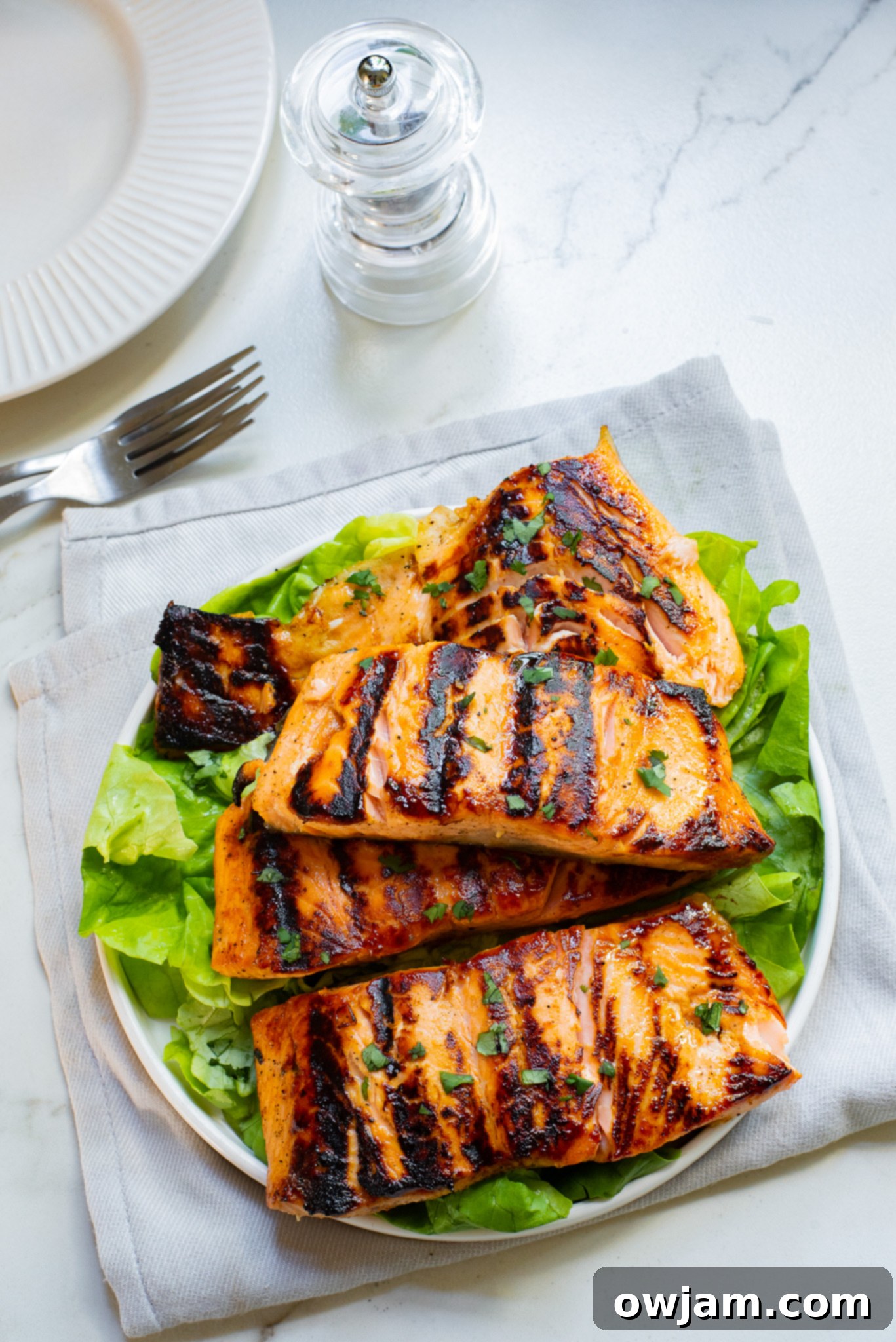 Honey Mustard Salmon with fork.