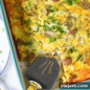 Cottage Cheese Baked Eggs in a baking dish, perfectly cooked.