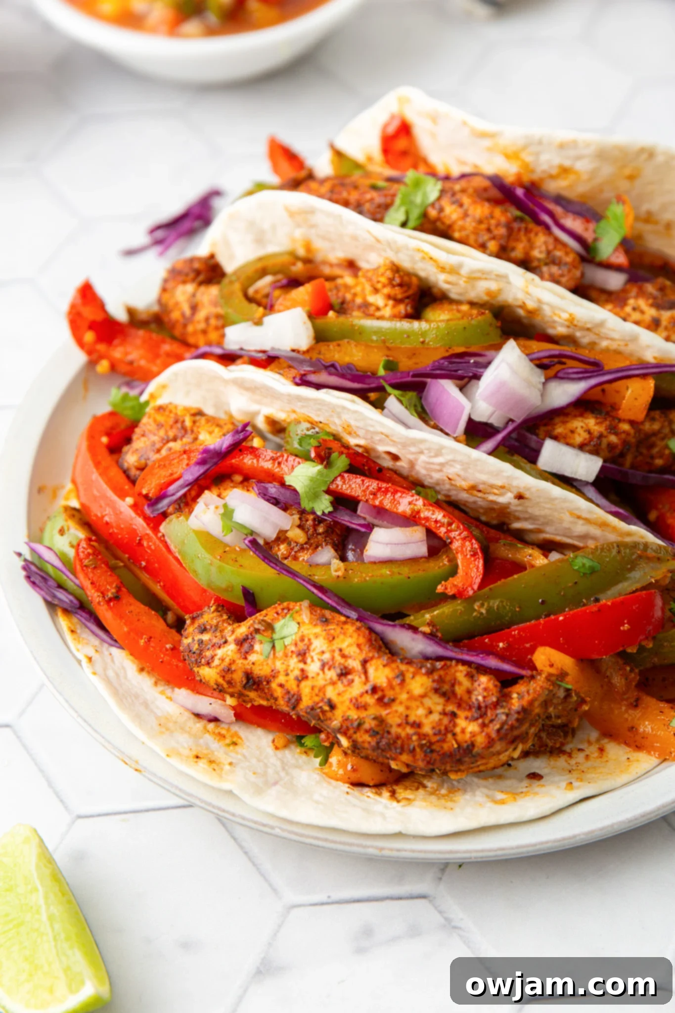 One-Pan Chicken Fajita Feast 2 Sheet Pan Chicken Fajitas in tortillas