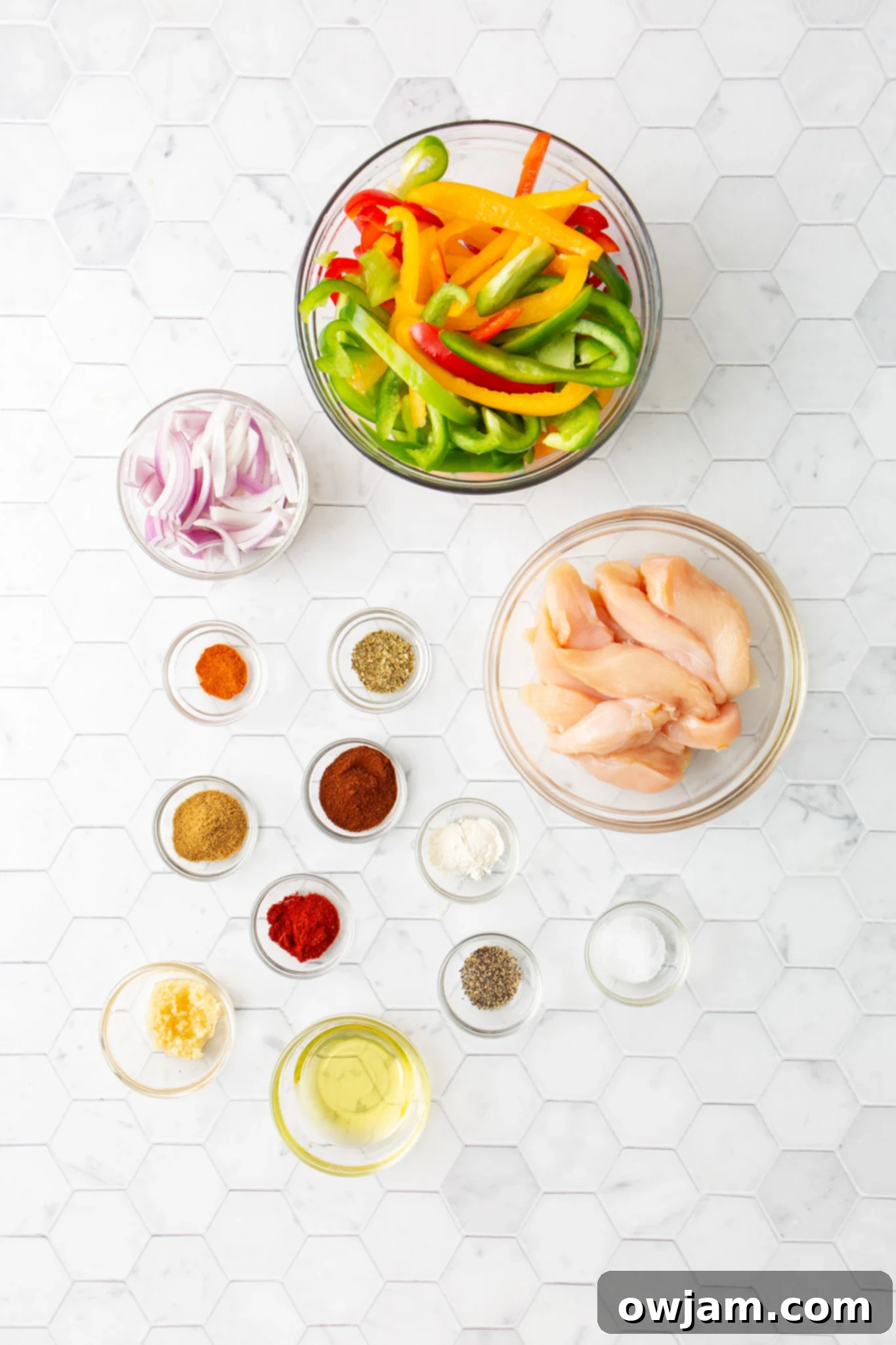 One-Pan Chicken Fajita Feast 3 Sheet Pan Chicken Fajitas ingredients.