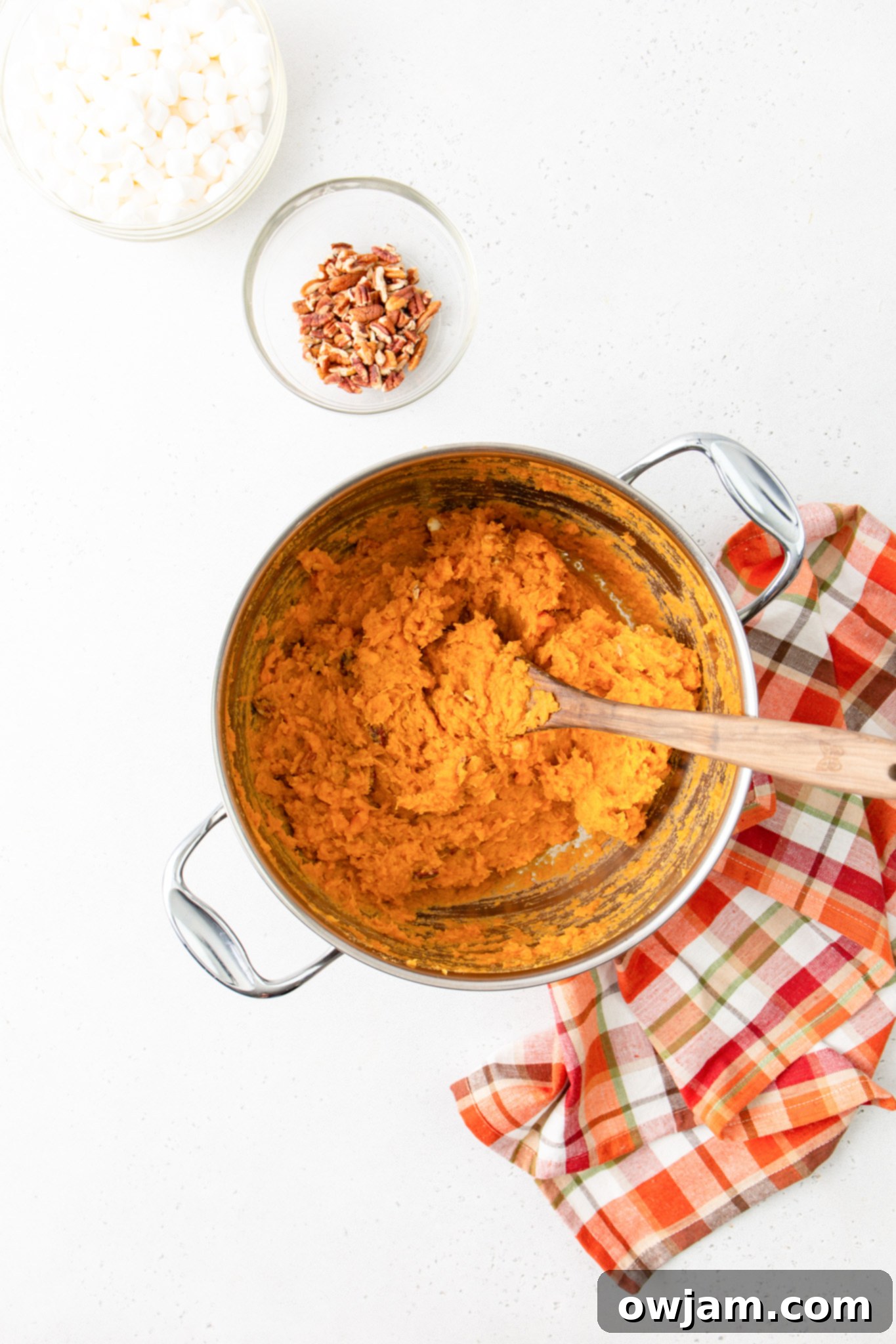 Golden Sweet Potato Marshmallow Bake 7 Sweet Potato Casserole with Marshmallows potatoes in a pot