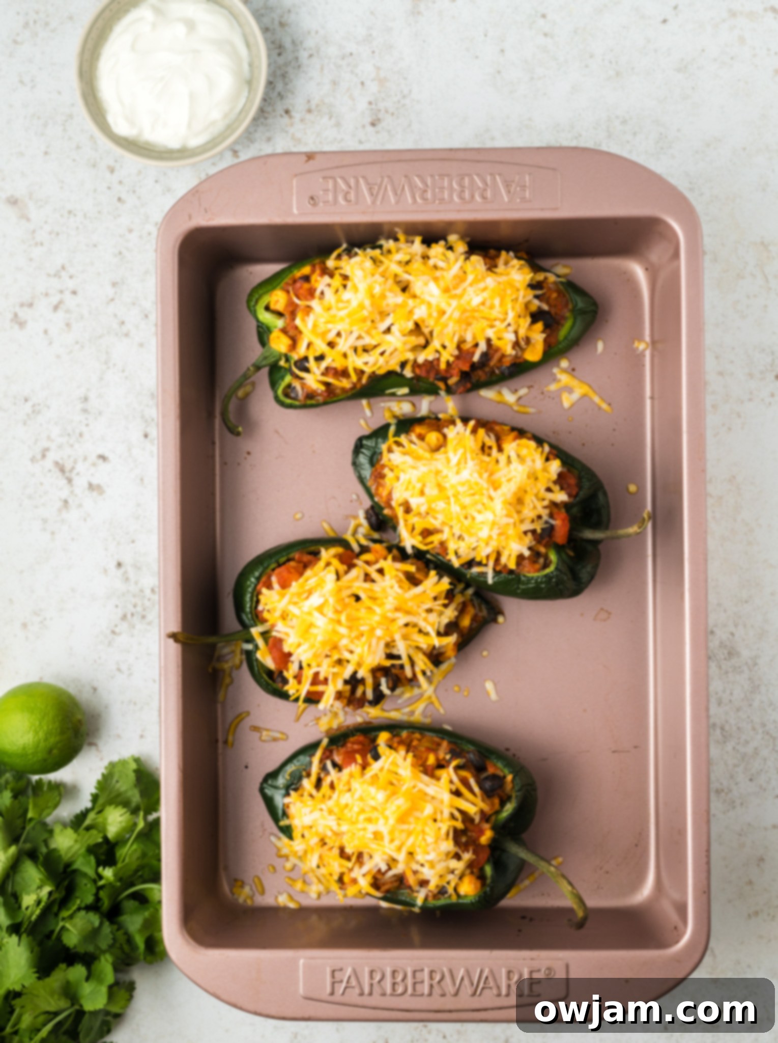 Stuffed Poblano Peppers Recipe cheese on peppers