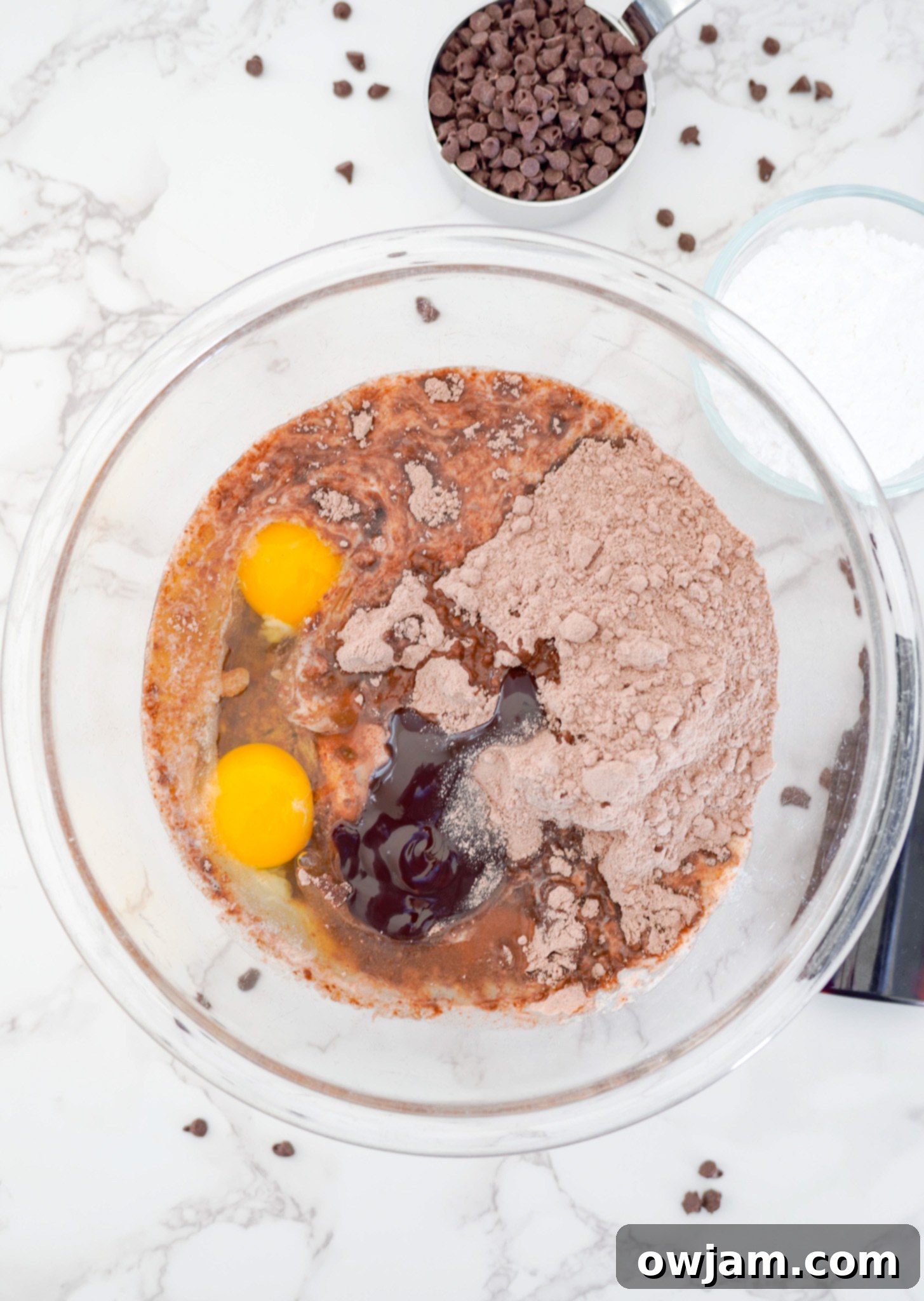 Decadent Chocolate Crinkle Cookies 6 Chocolate Crinkle Cookie Recipe ingredients in bowl