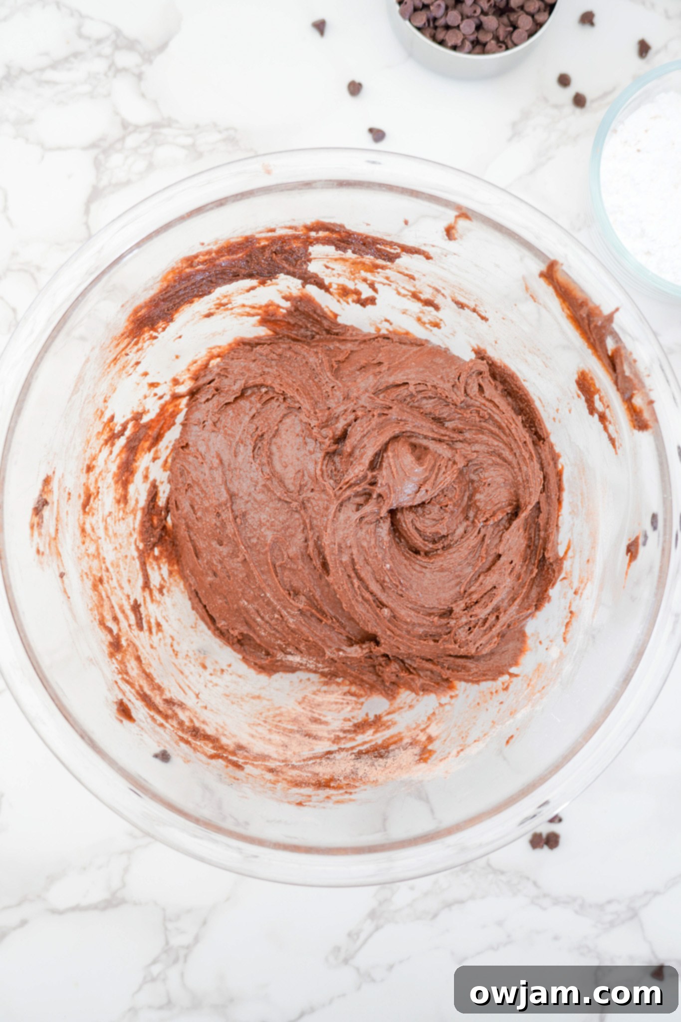 Decadent Chocolate Crinkle Cookies 7 Chocolate Crinkle Cookie Recipe dough in a bowl.