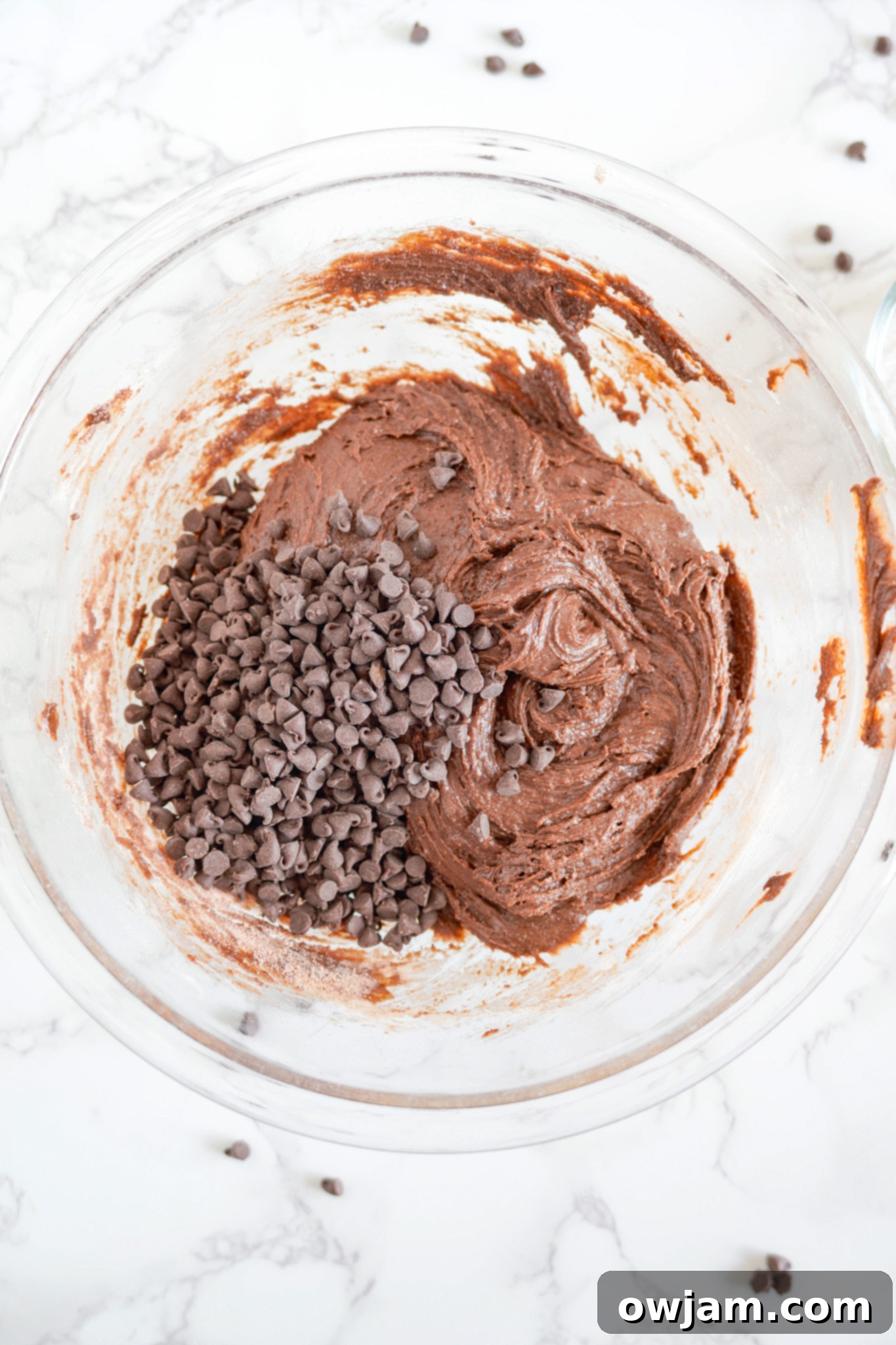 Decadent Chocolate Crinkle Cookies 8 Chocolate Crinkle Cookie Recipe chocolate chips added to dough.