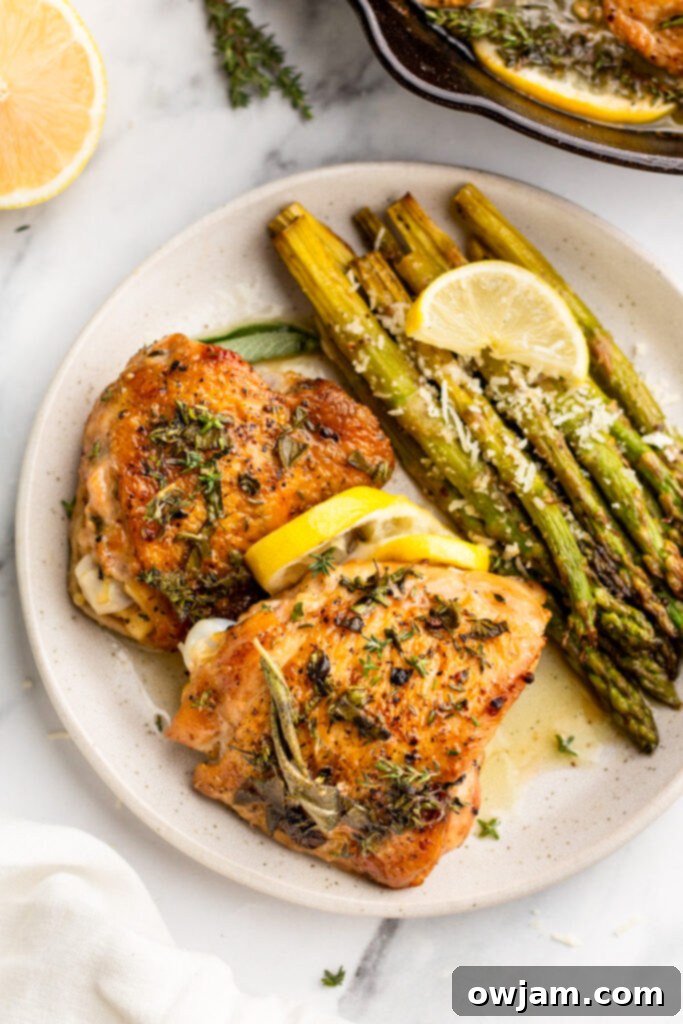 Zesty Lemon Garlic Chicken 10 Lemon Garlic Chicken with asparagus.