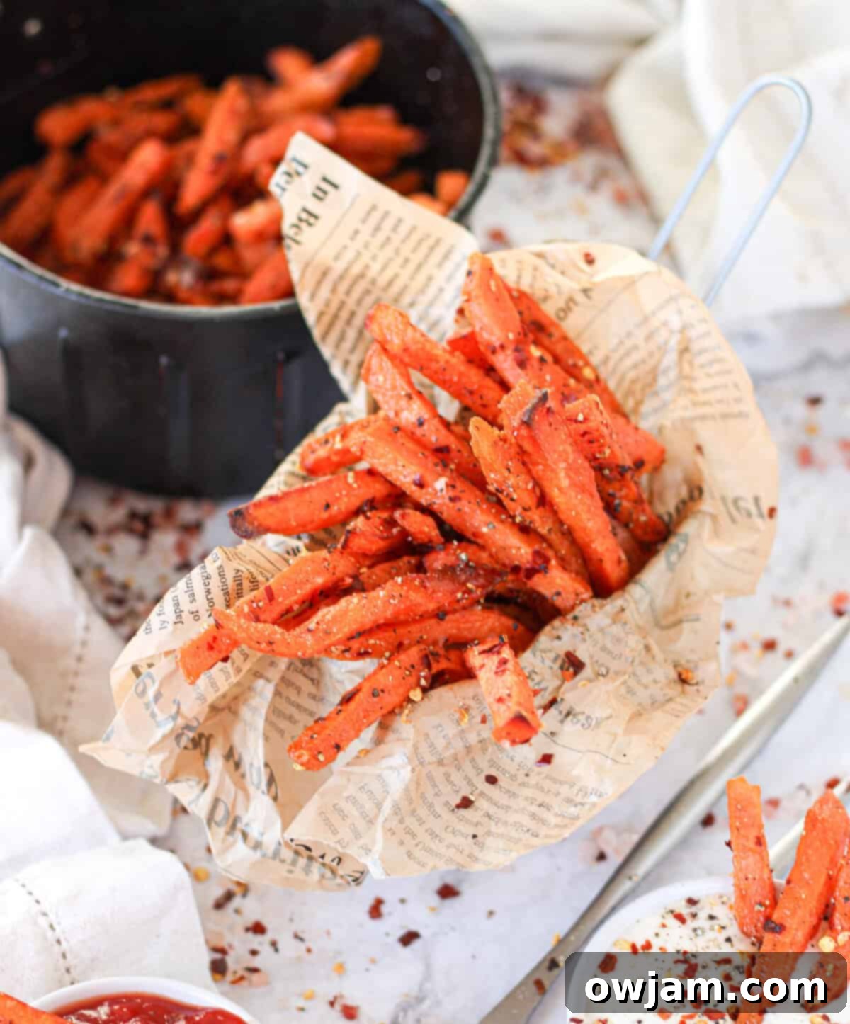 Air Fryer Sweet Potato Fries in a cup