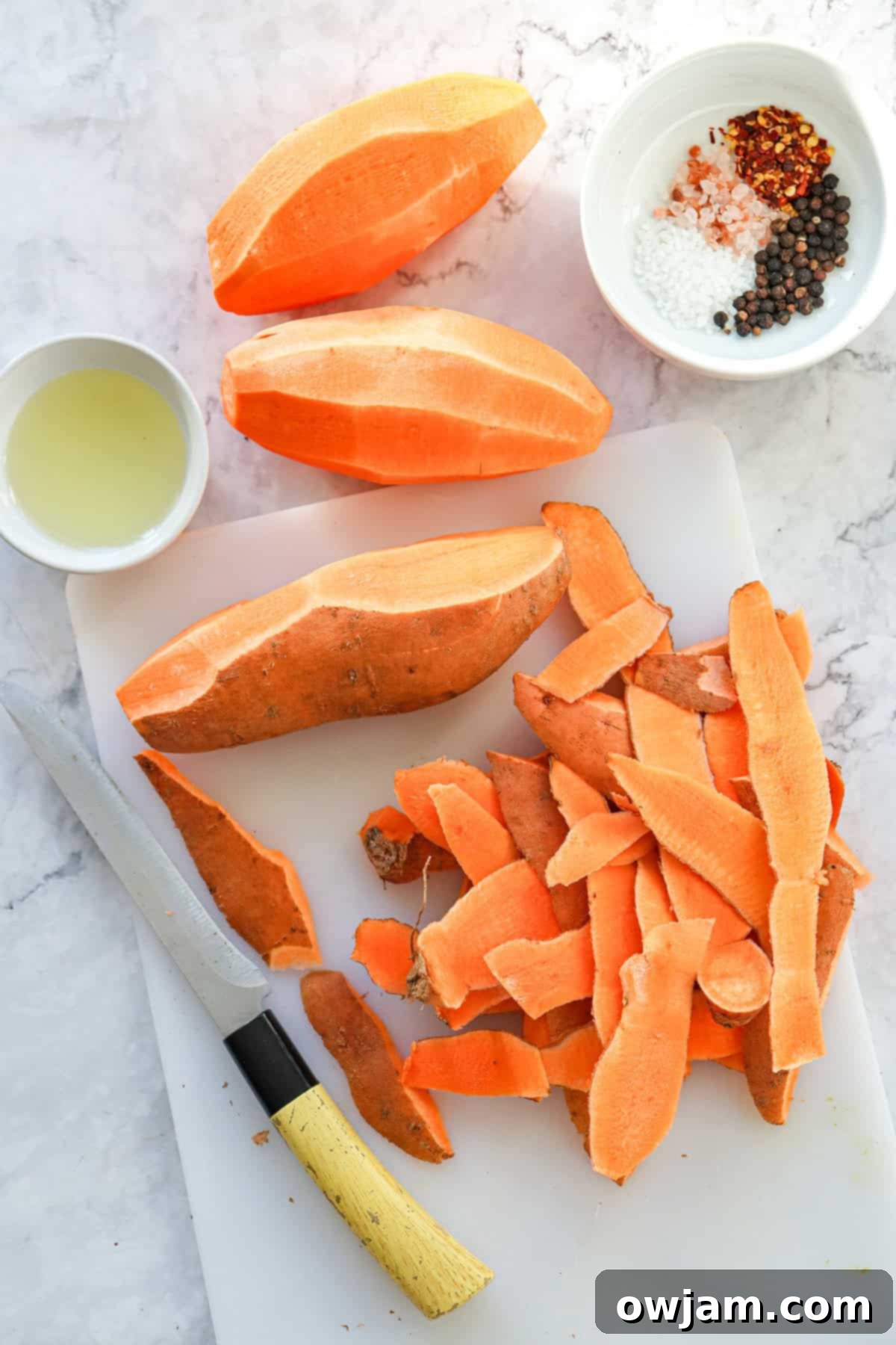 Air Fryer Sweet Potato Fries cut fries