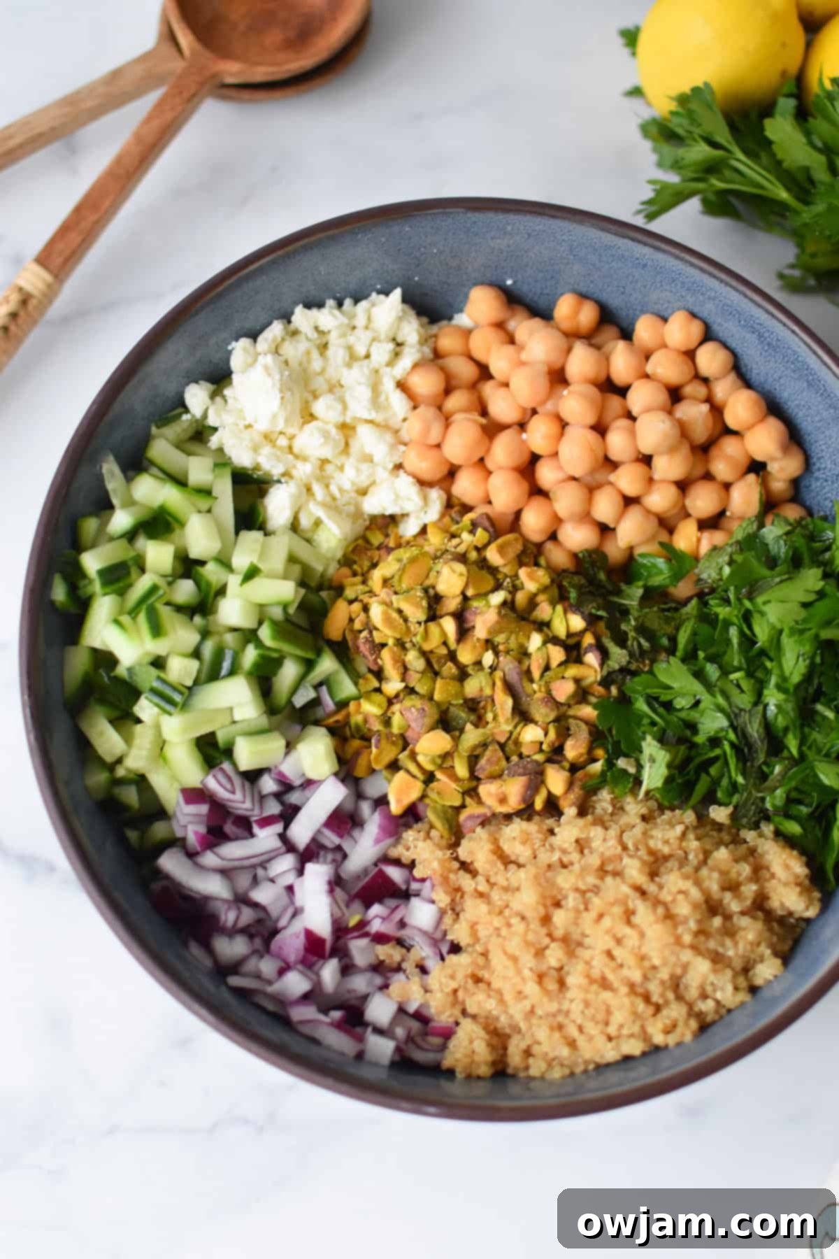 recipe ingredients in a bowl before being combined. 
