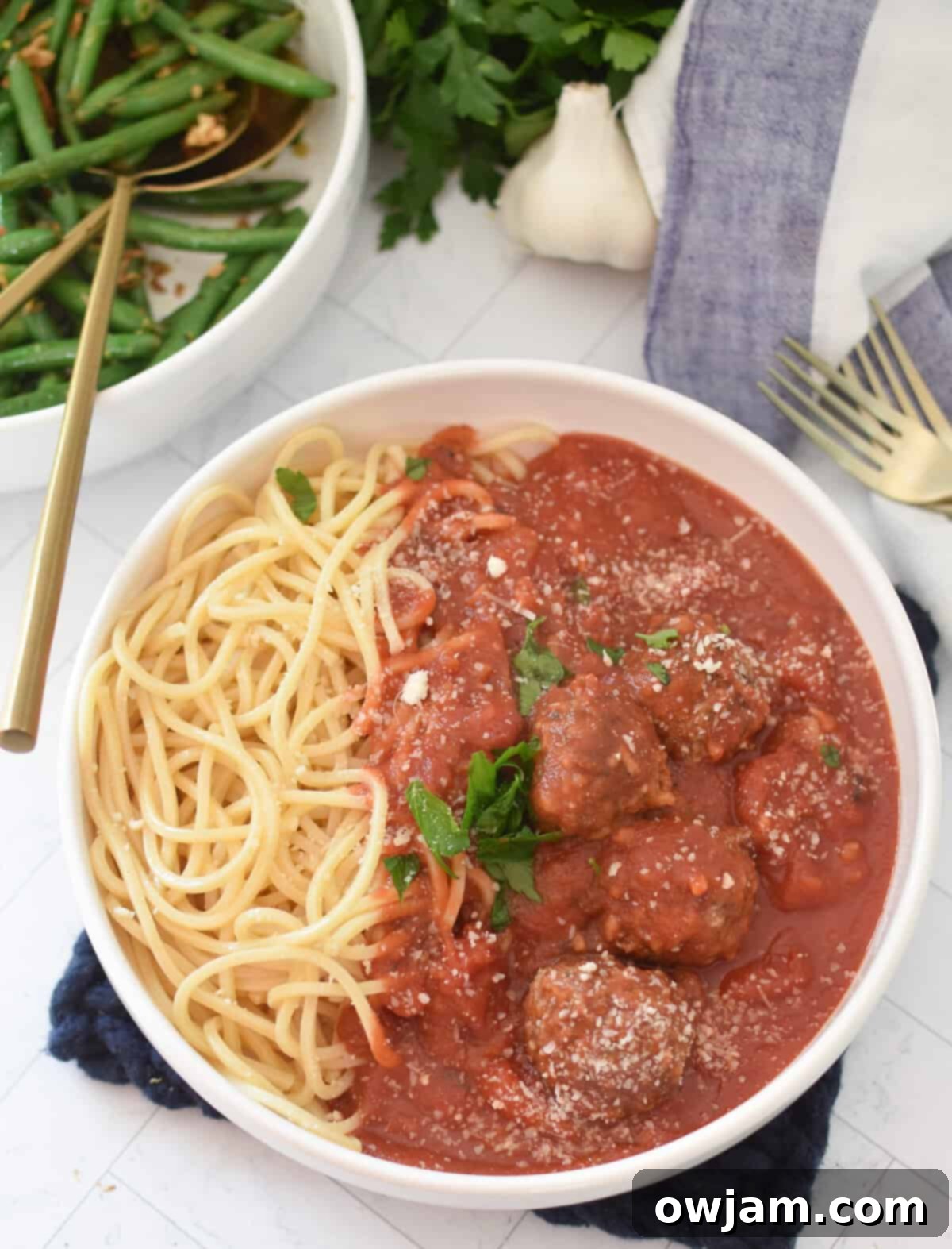 Homestyle Spiked Meatballs 5 Porcupine Meatballs in a white bowl