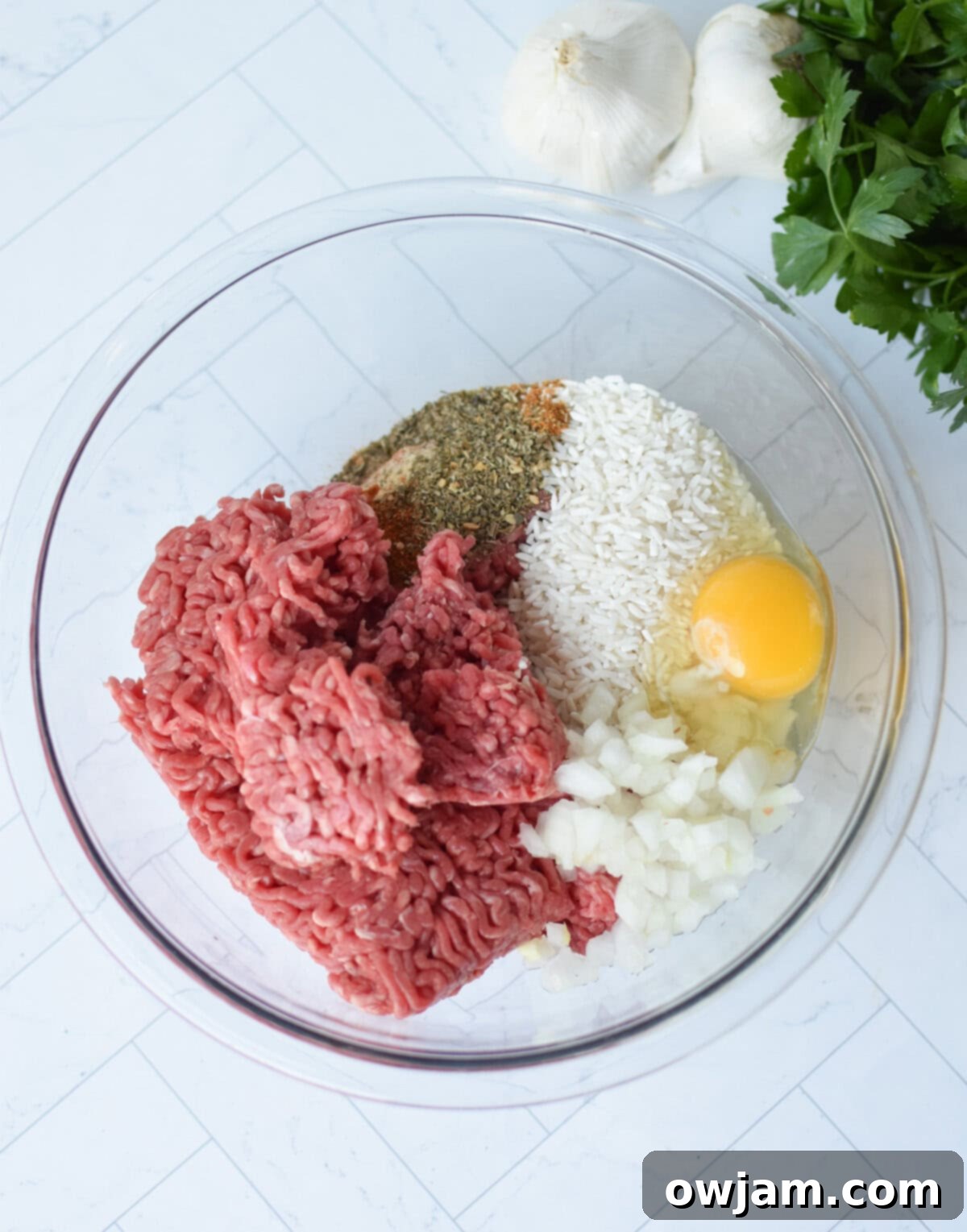 Homestyle Spiked Meatballs 6 Porcupine Meatballs in a bowl