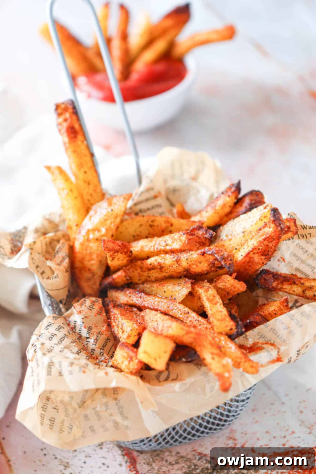 Ultimate Crispy Air Fryer French Fries 2 Air Fryer French Fries Recipe in a basket