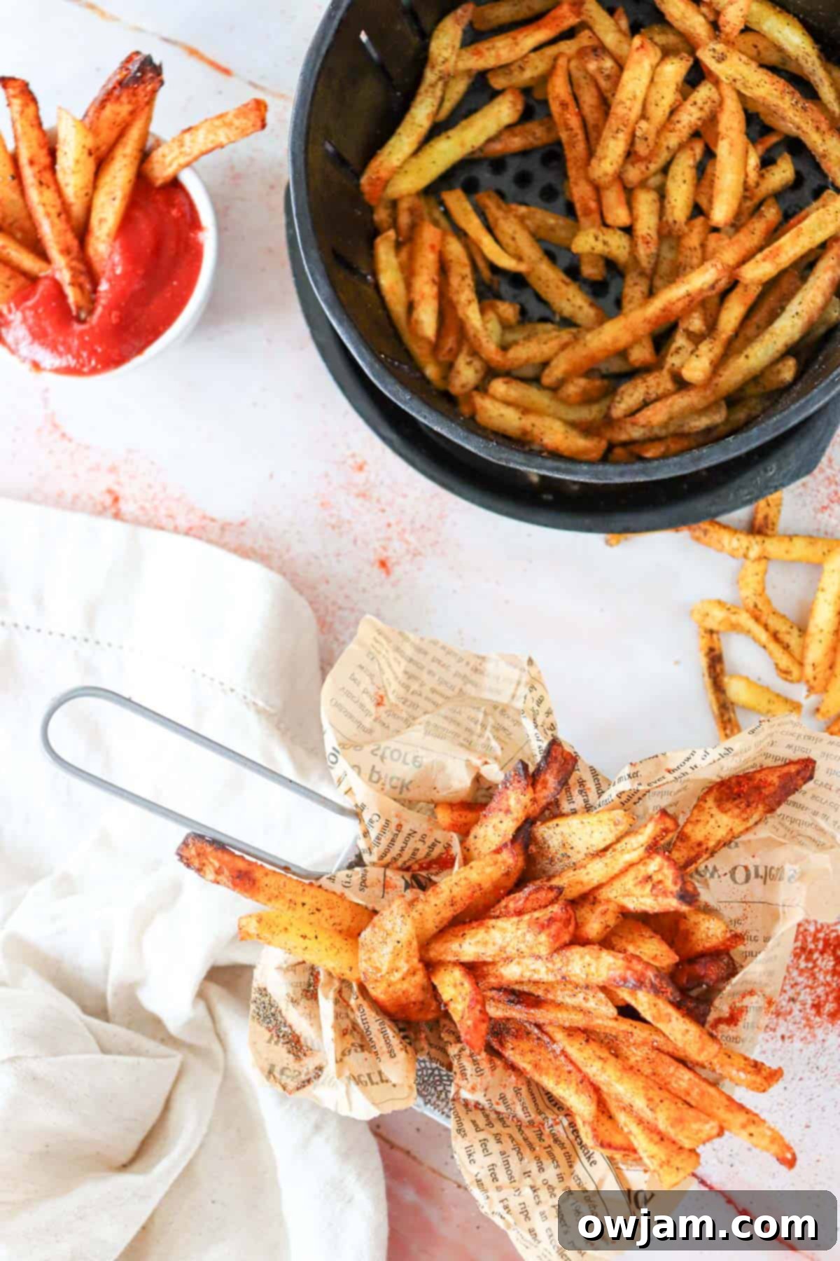 Ultimate Crispy Air Fryer French Fries 10 Air Fryer French Fries Recipe in basket