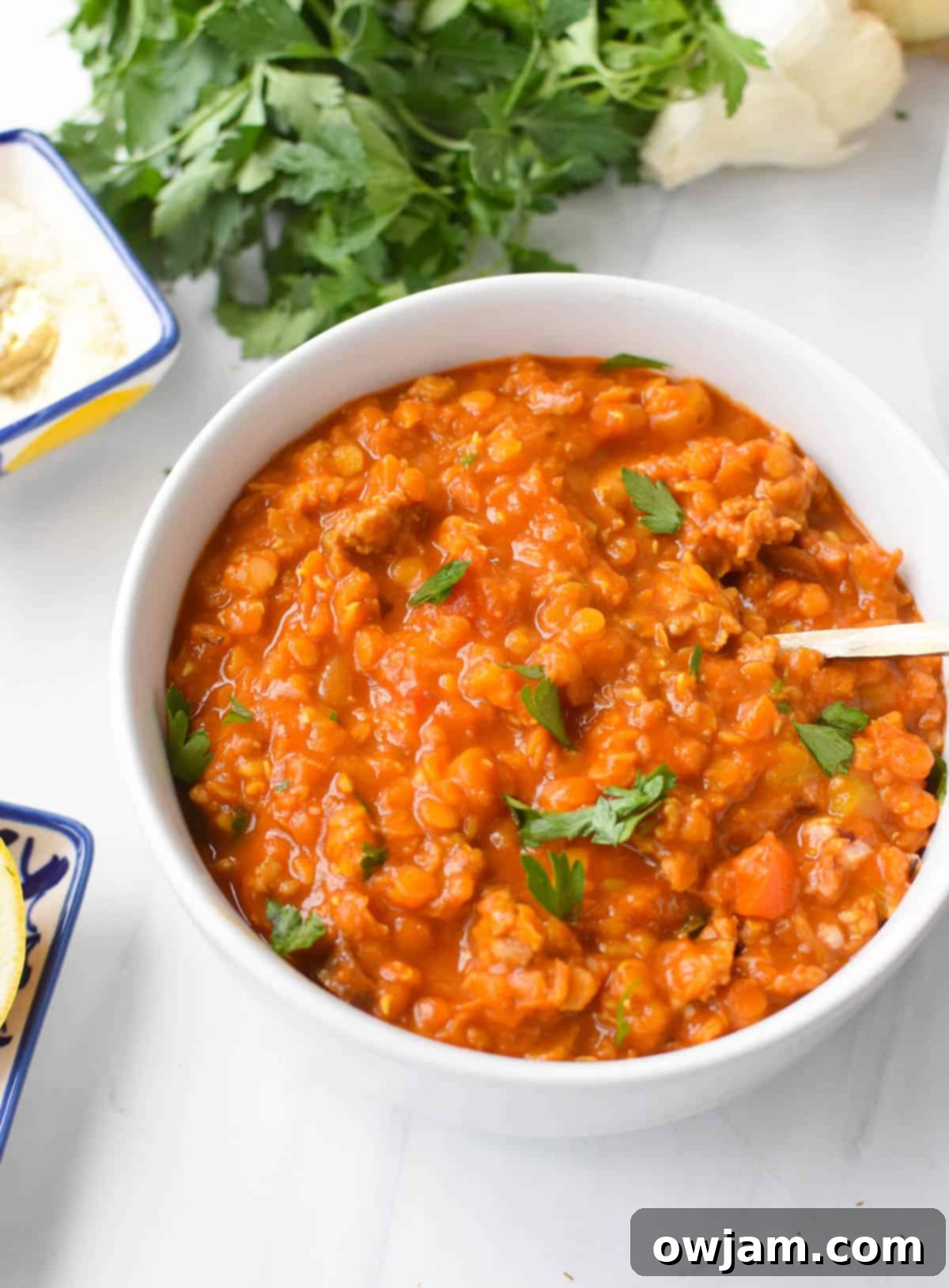Lentil Sausage Soup Recipe with parsley