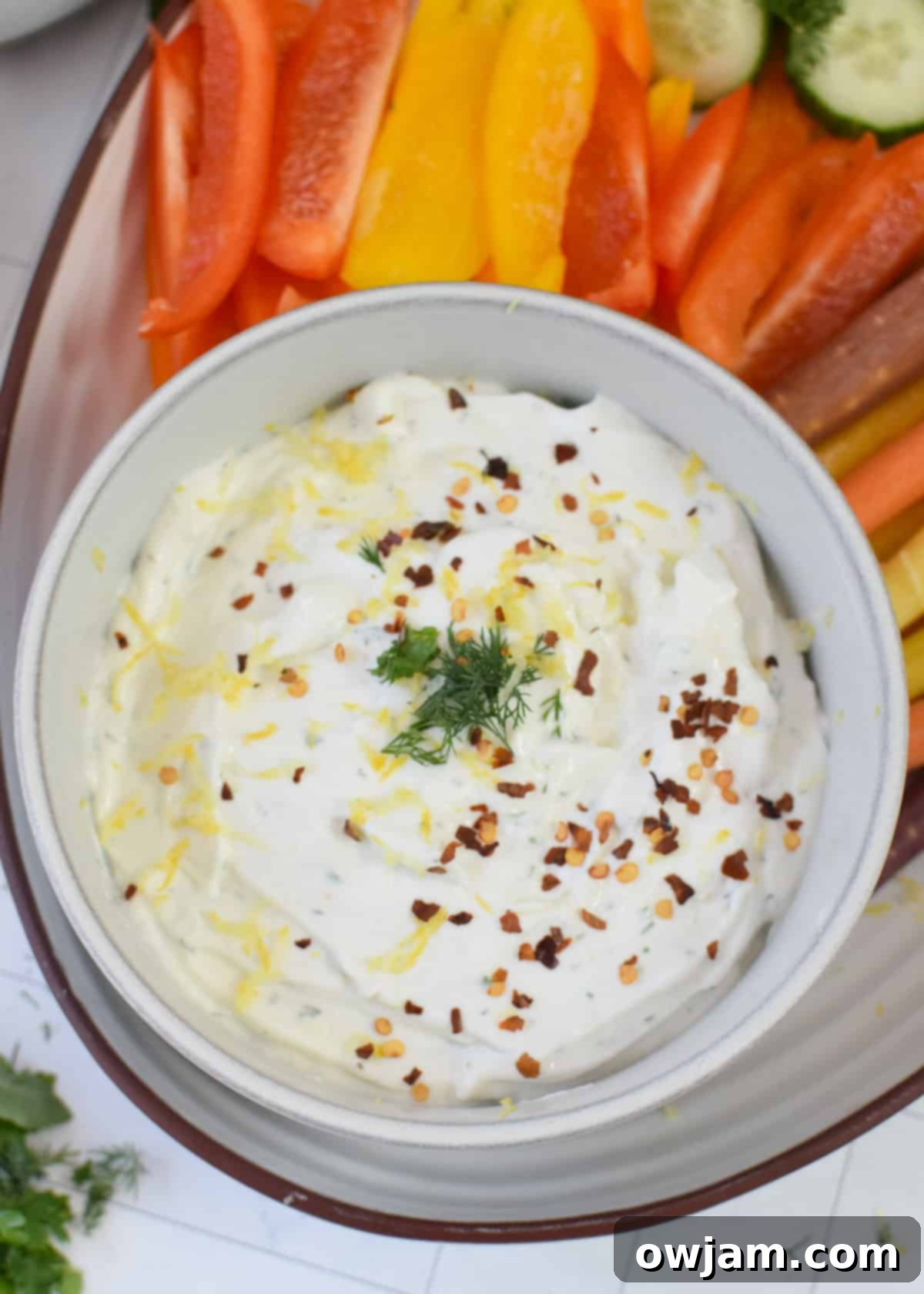 Velvety Cottage Cheese 3 Whipped Cottage Cheese served with a colorful assortment of fresh vegetables