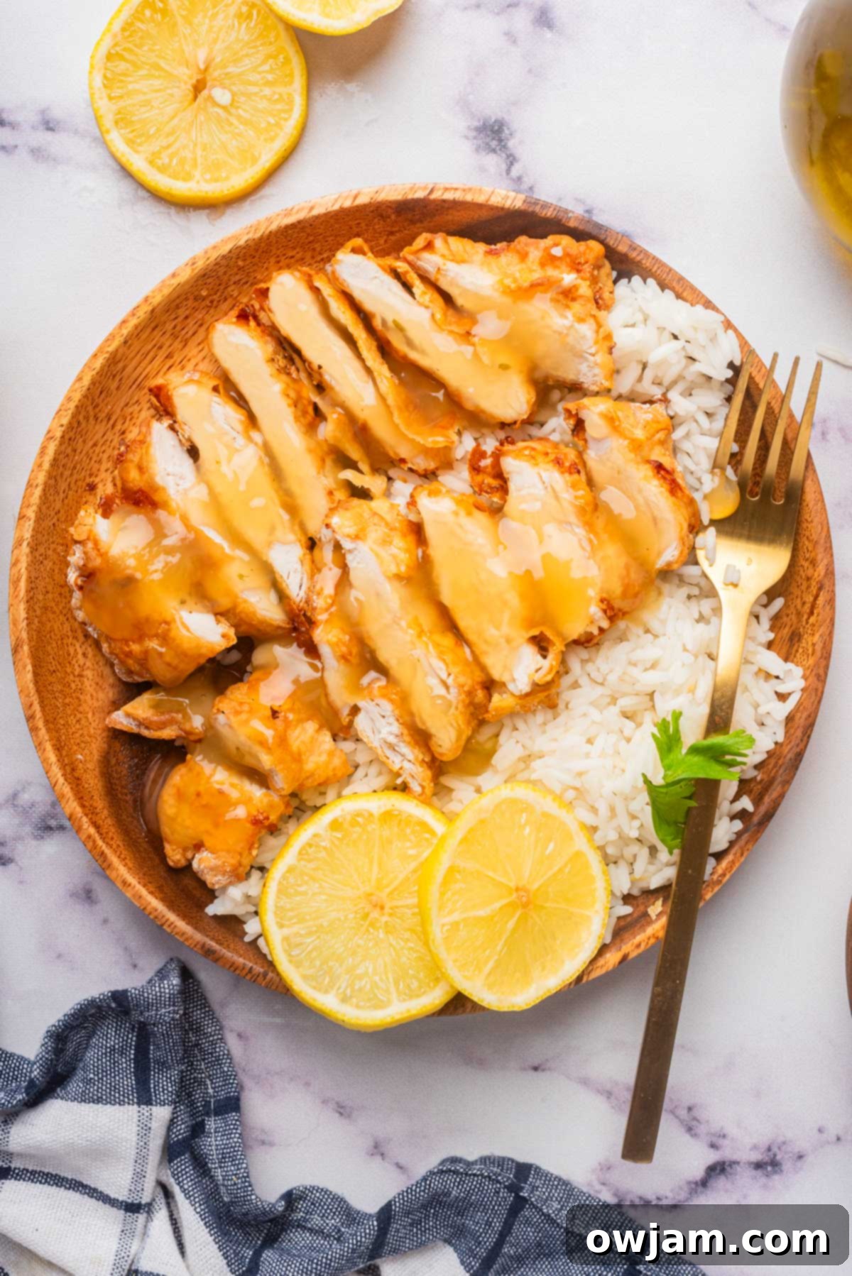 Crispy Air Fryer Chicken Breast with a fork, ready to eat