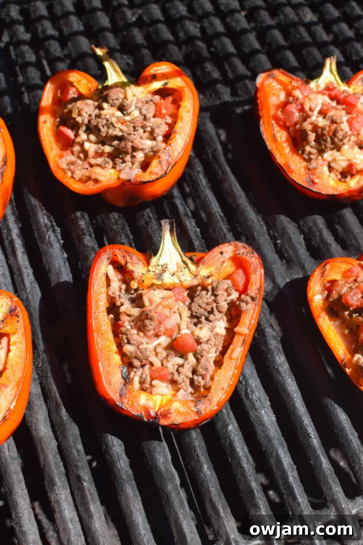 Smoky and Savory Stuffed Peppers 9 Grilled Stuffed Peppers on grill
