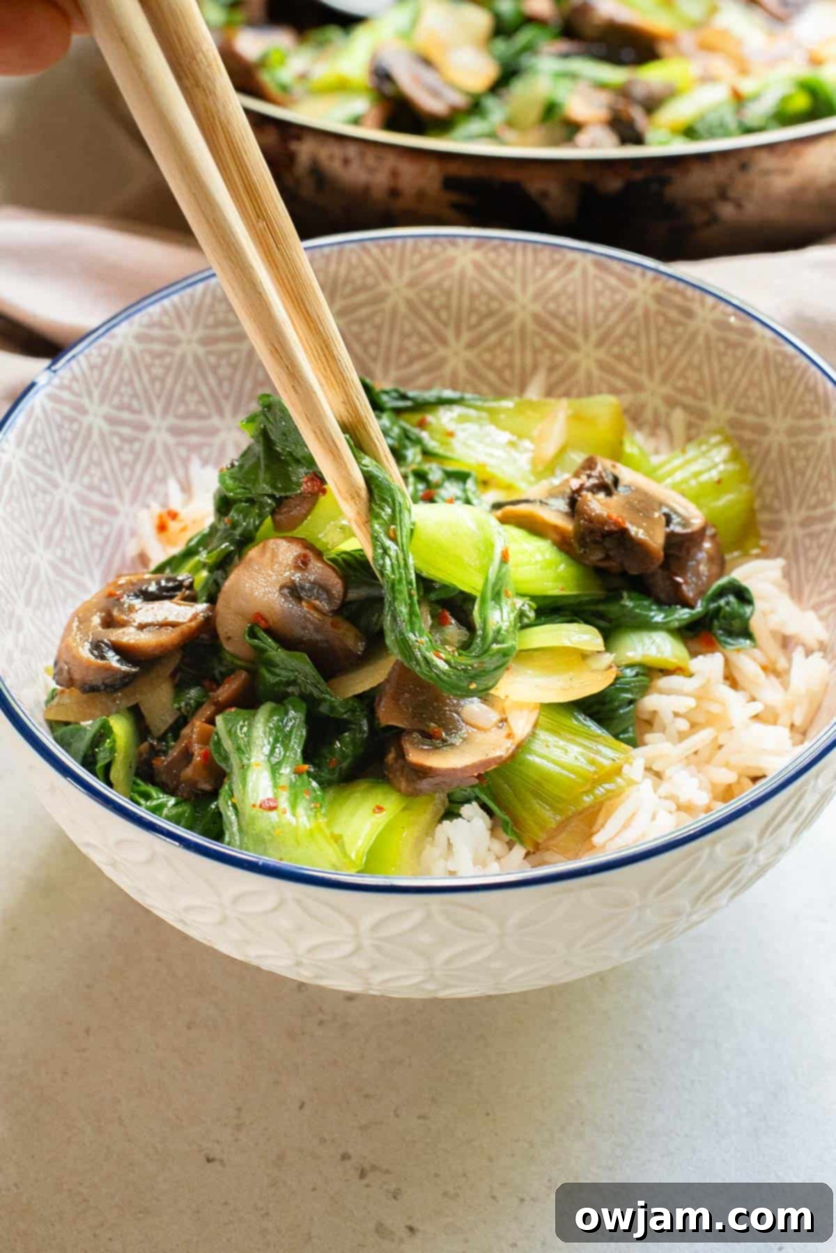 Crisp Garlic Bok Choy Stir Fry 8 Bok Choy Stir Fry with chopsticks