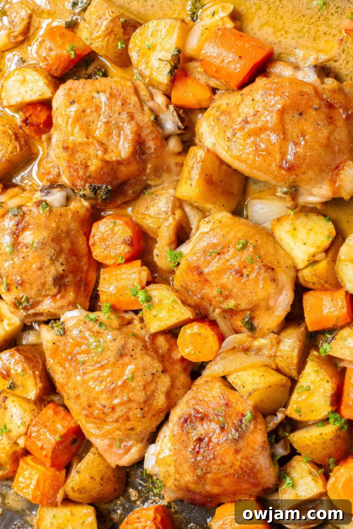 Easy Sheet Pan Honey Mustard Chicken Thighs 2 Sheet Pan Honey Mustard Chicken Thighs on a sheet pan