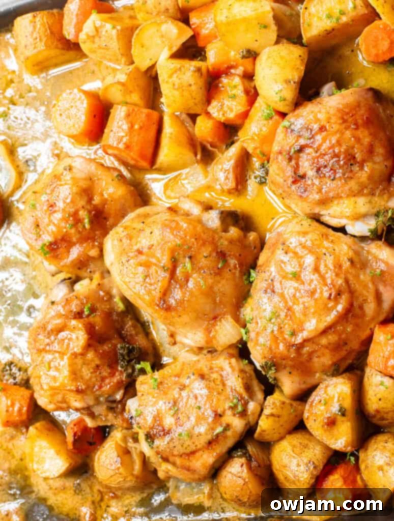 Easy Sheet Pan Honey Mustard Chicken Thighs 11 Sheet Pan Honey Mustard Chicken Thighs on a sheet pan