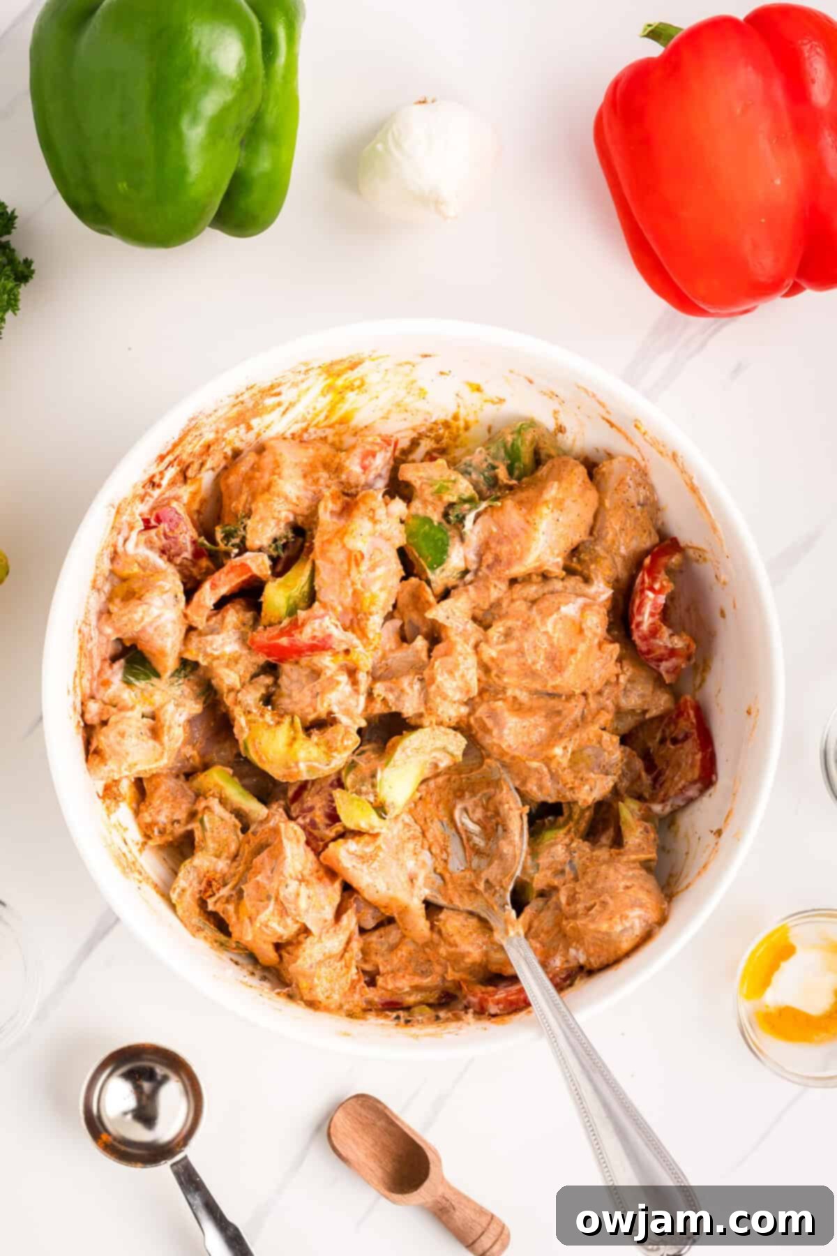 Flavorful Chicken Tikka Skewers 8 Chicken Tikka Kebabs chicken in a bowl