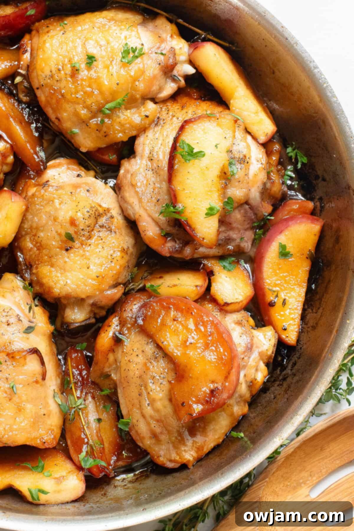 Golden Cider Chicken Skillet 2 Skillet Apple Cider Chicken in a skillet