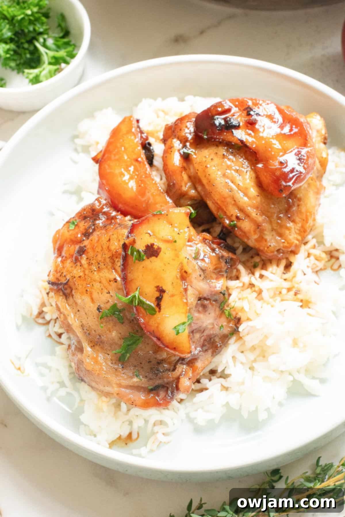 Golden Cider Chicken Skillet 3 Skillet Apple Cider Chicken over rice