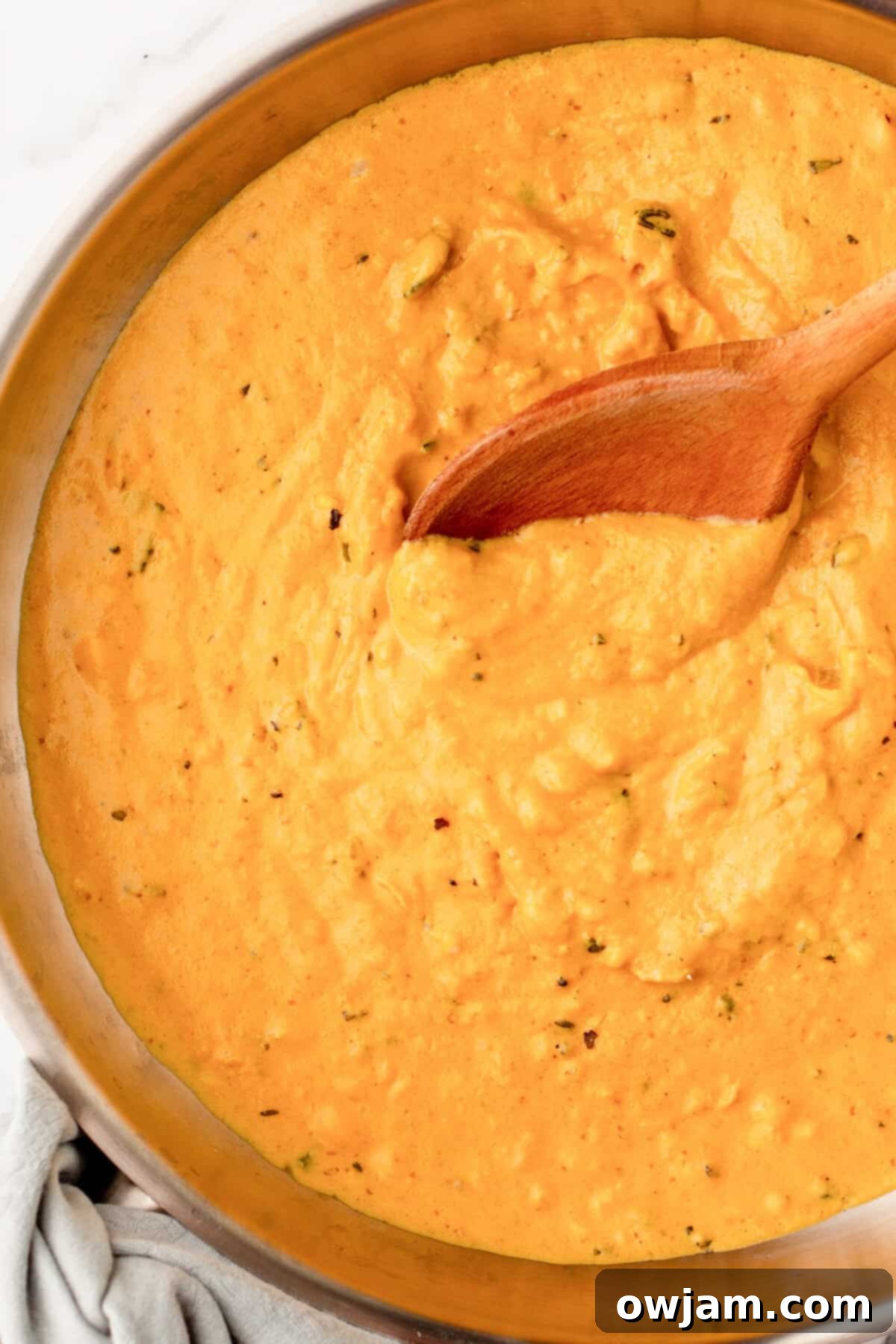 Velvety Pumpkin Pasta Sauce 8 Pumpkin Pasta Sauce in a skillet